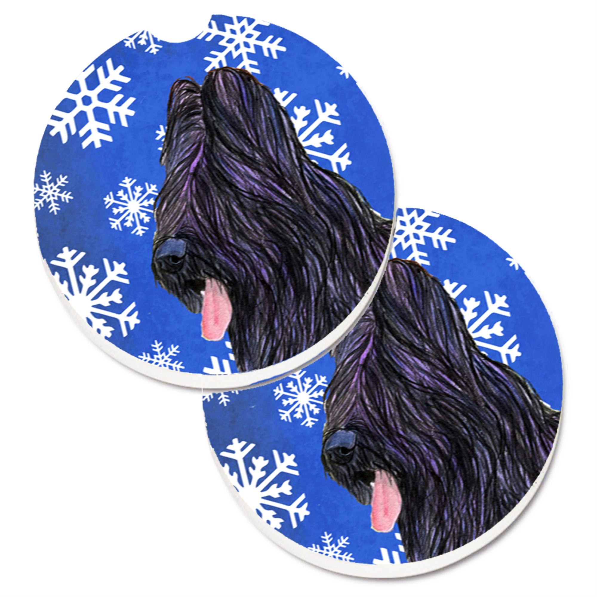 Carolines Treasures Briard Winter Snowflakes Holiday Set of 2 Cup Holder Car Coasters SS4627CARC2.56 Multicolor
