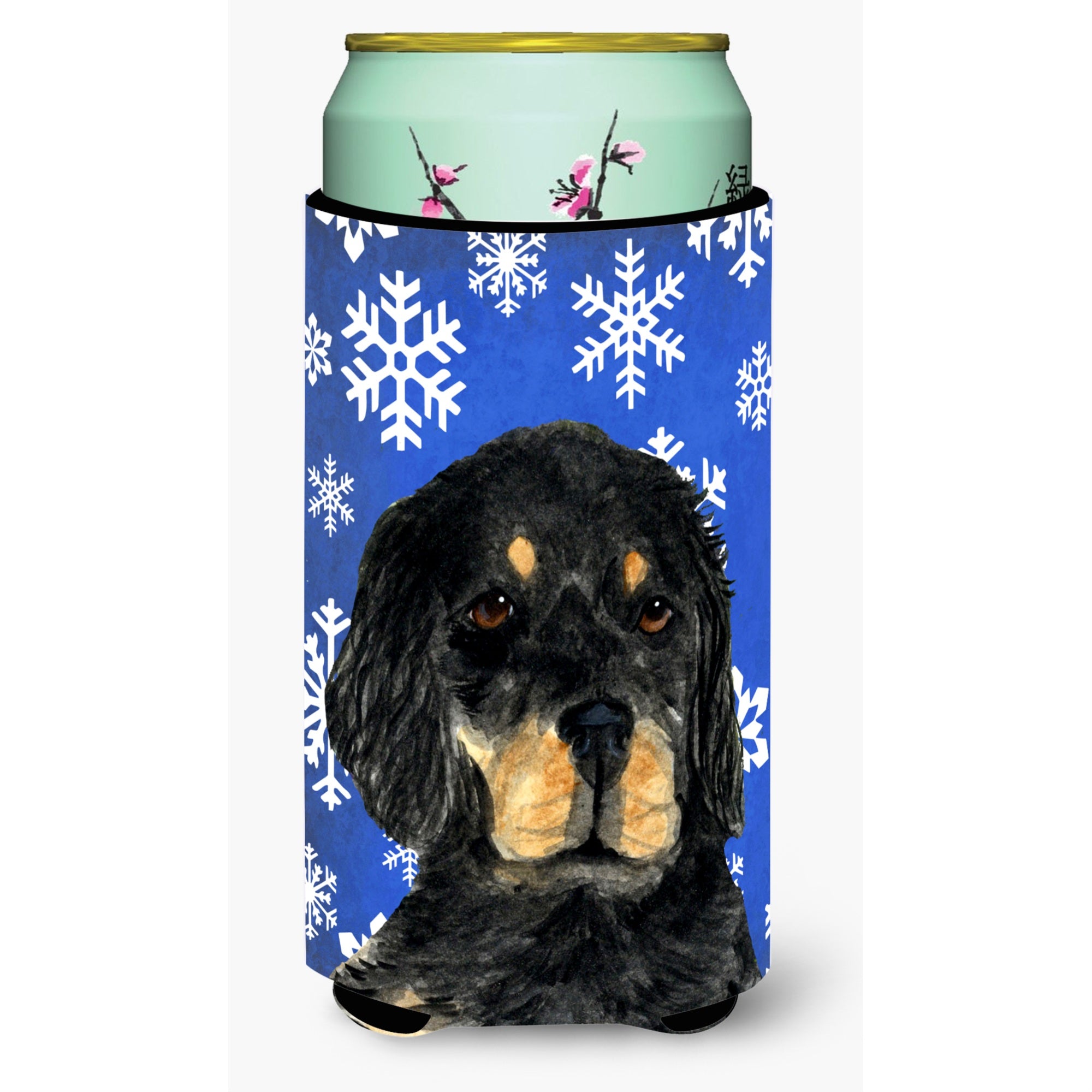 Gordon Setter Winter Snowflakes Holiday  Tall Boy Beverage Insulator Beverage Insulator Hugger