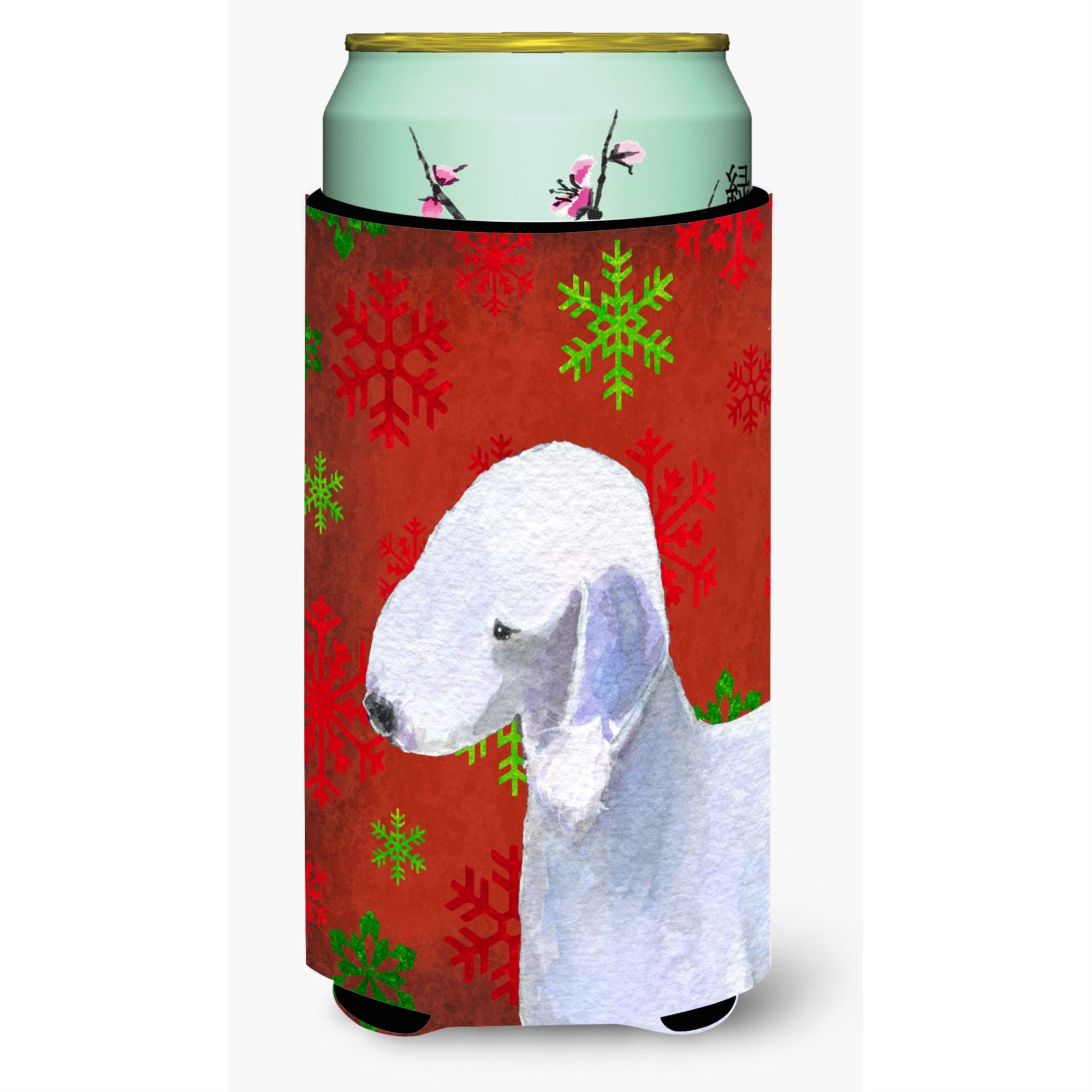 Bedlington Terrier  Snowflakes Holiday Christmas  Tall Boy Beverage Insulator Beverage Insulator Hugger