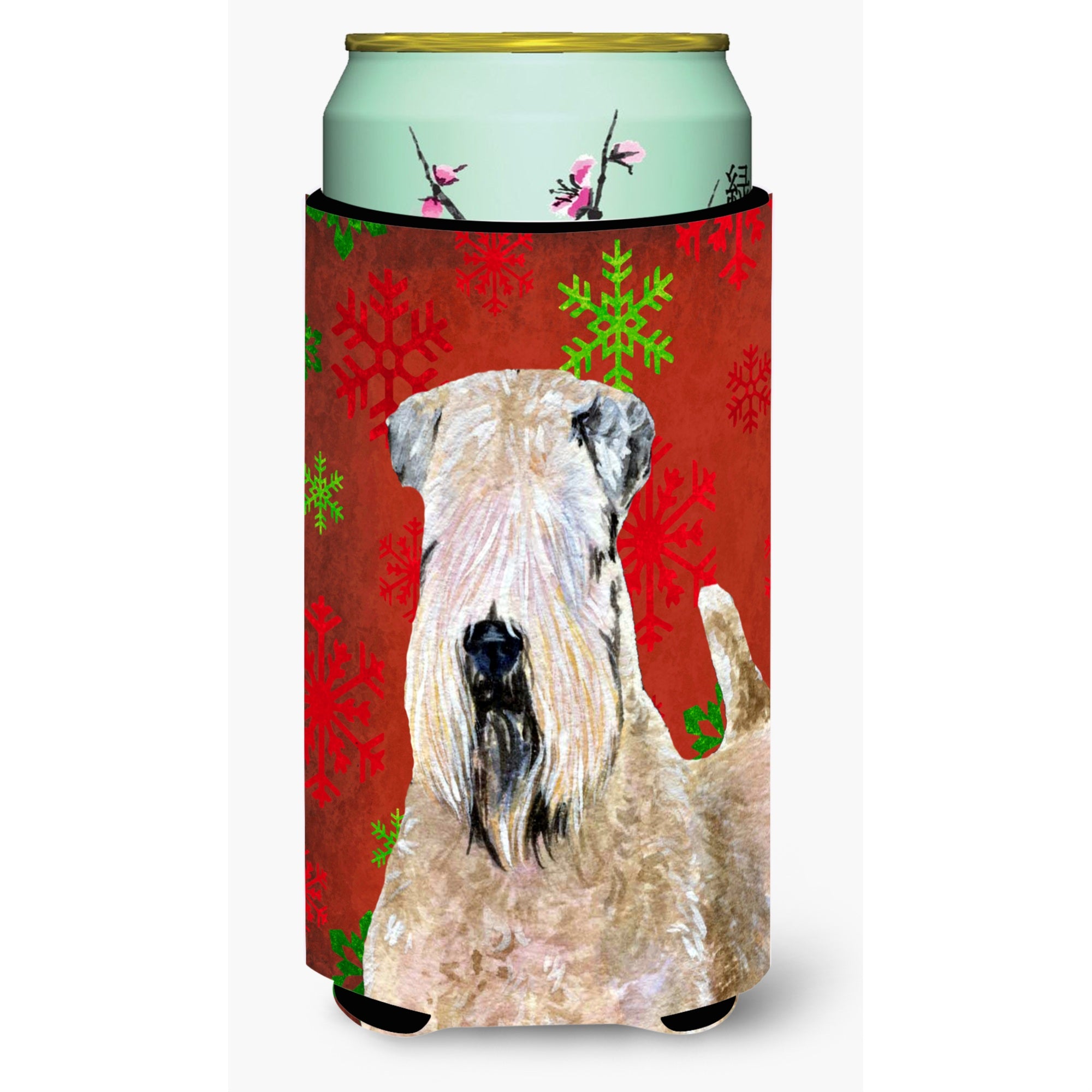 Wheaten Terrier Soft Coated  Snowflakes Holiday Christmas  Tall Boy Beverage Insulator