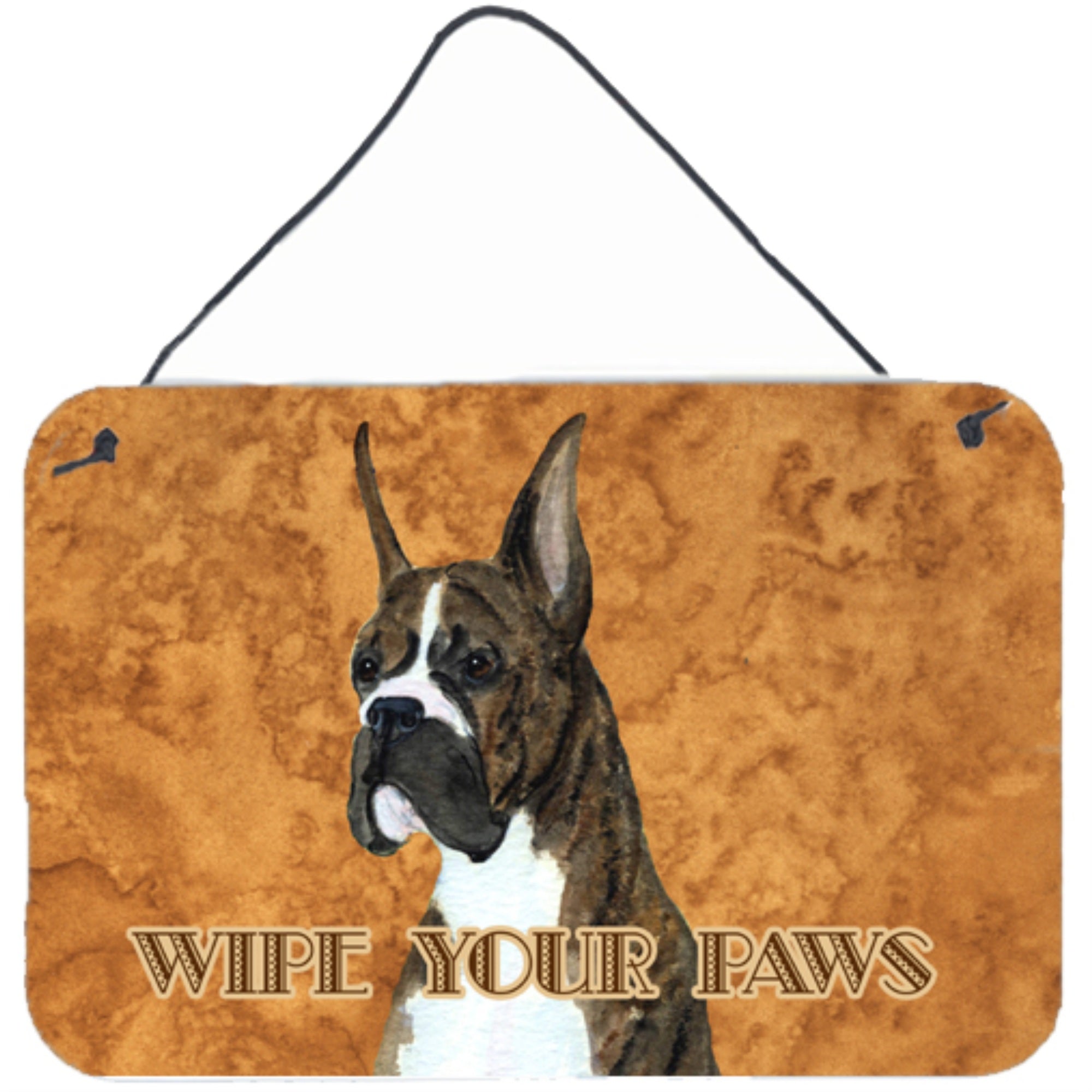 'Caroline'S Treasures Brindle Boxer Wipe Your Paws Aluminum Metal Wall Or Door Hanging Prints, 8 X 12''''''