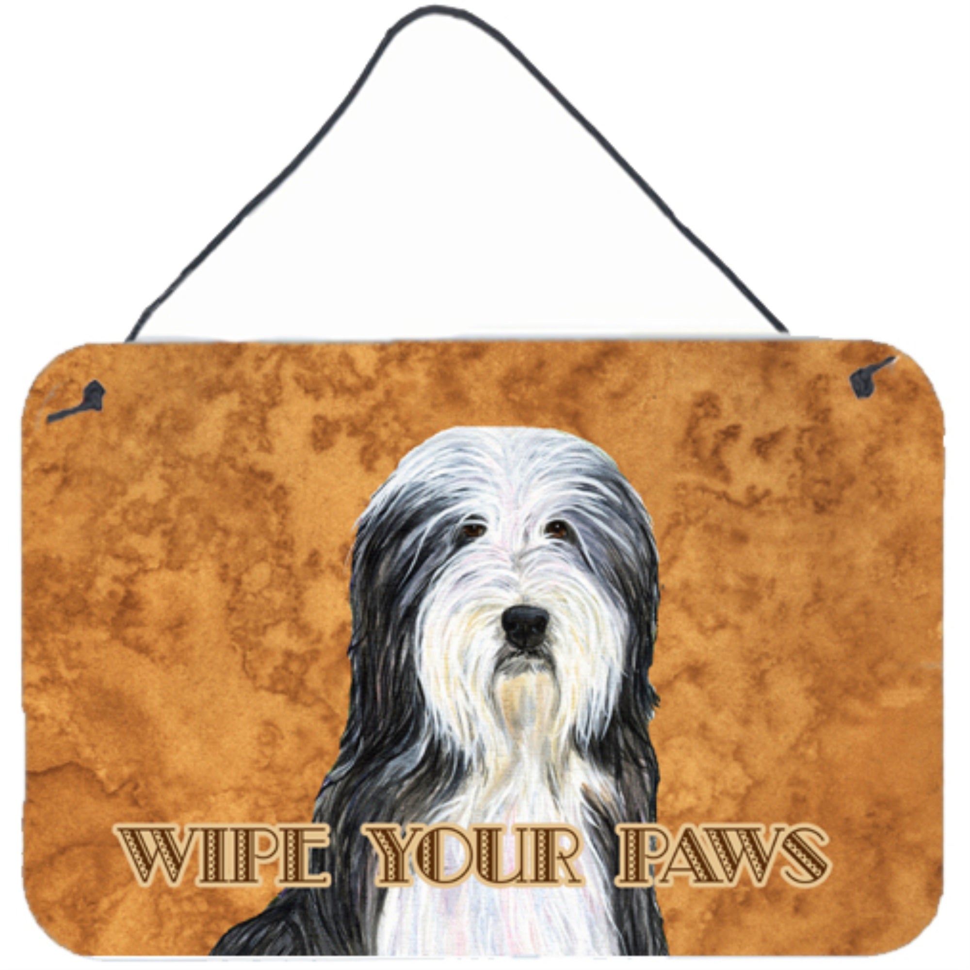 'Caroline'S Treasures Bearded Collie Wipe Your Paws Aluminum Metal Wall Or Door Hanging Prints, 8 X 12''''''