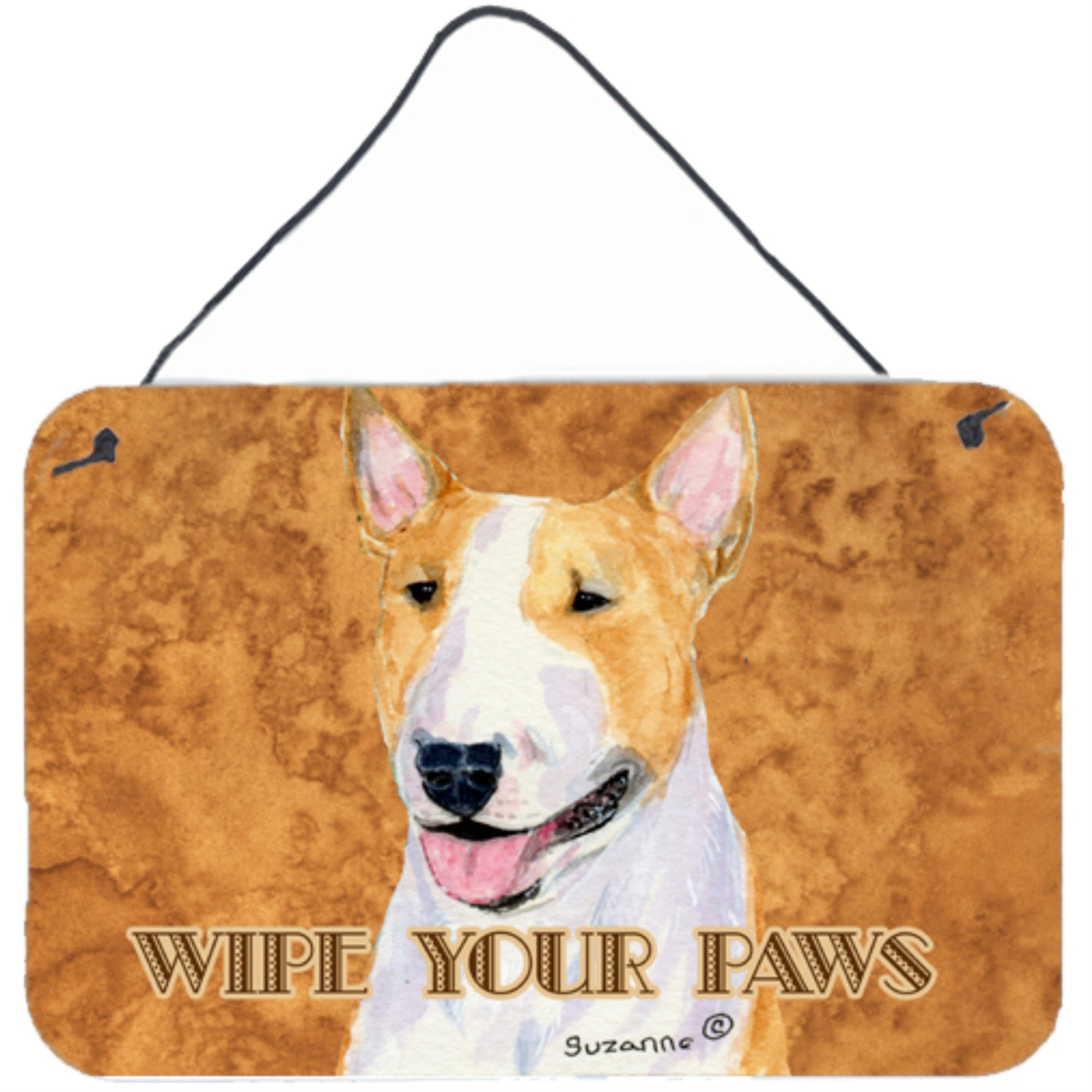 'Caroline'S Treasures Bull Terrier Wipe Your Paws Aluminum Metal Wall Or Door Hanging Prints, 8 X 12''''''