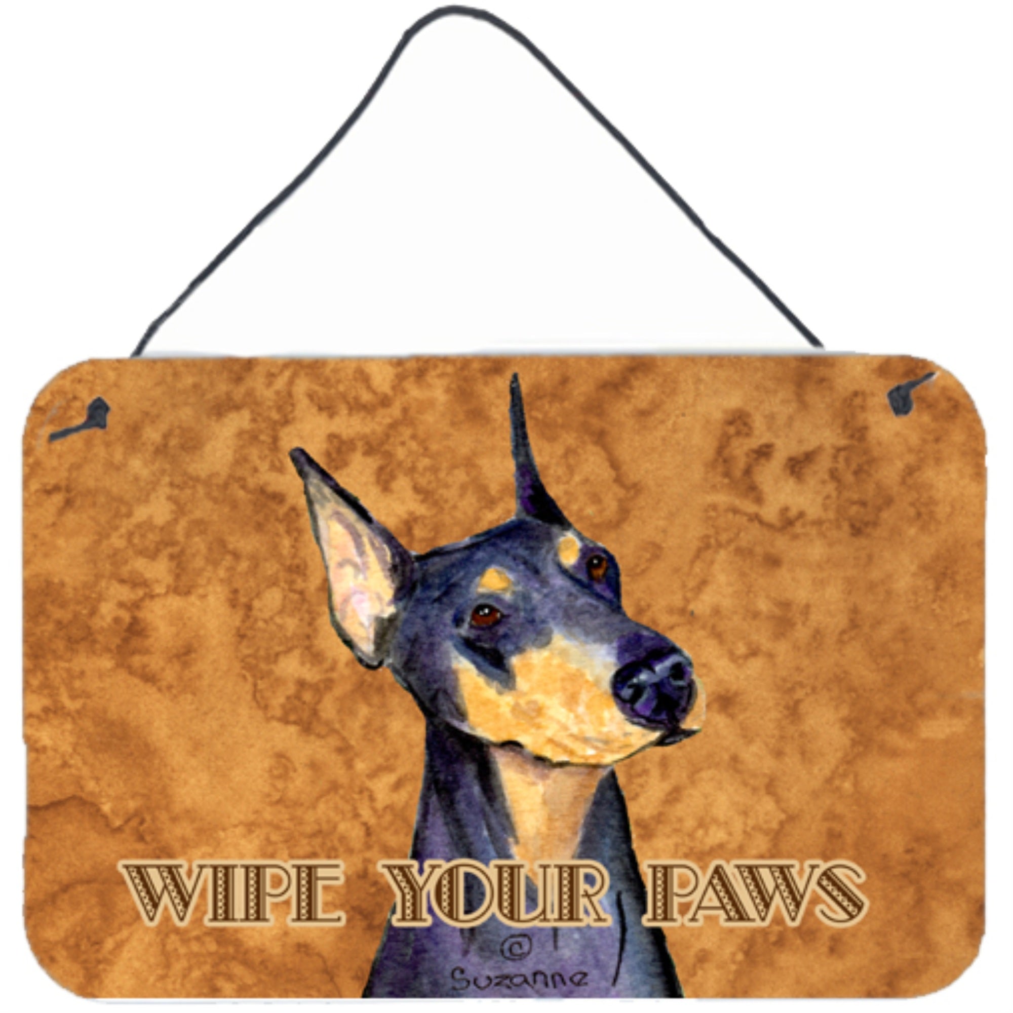 'Caroline'S Treasures Black And Tan Doberman Wipe Your Paws Wall Or Door Hanging Prints, 8 X 12''''''