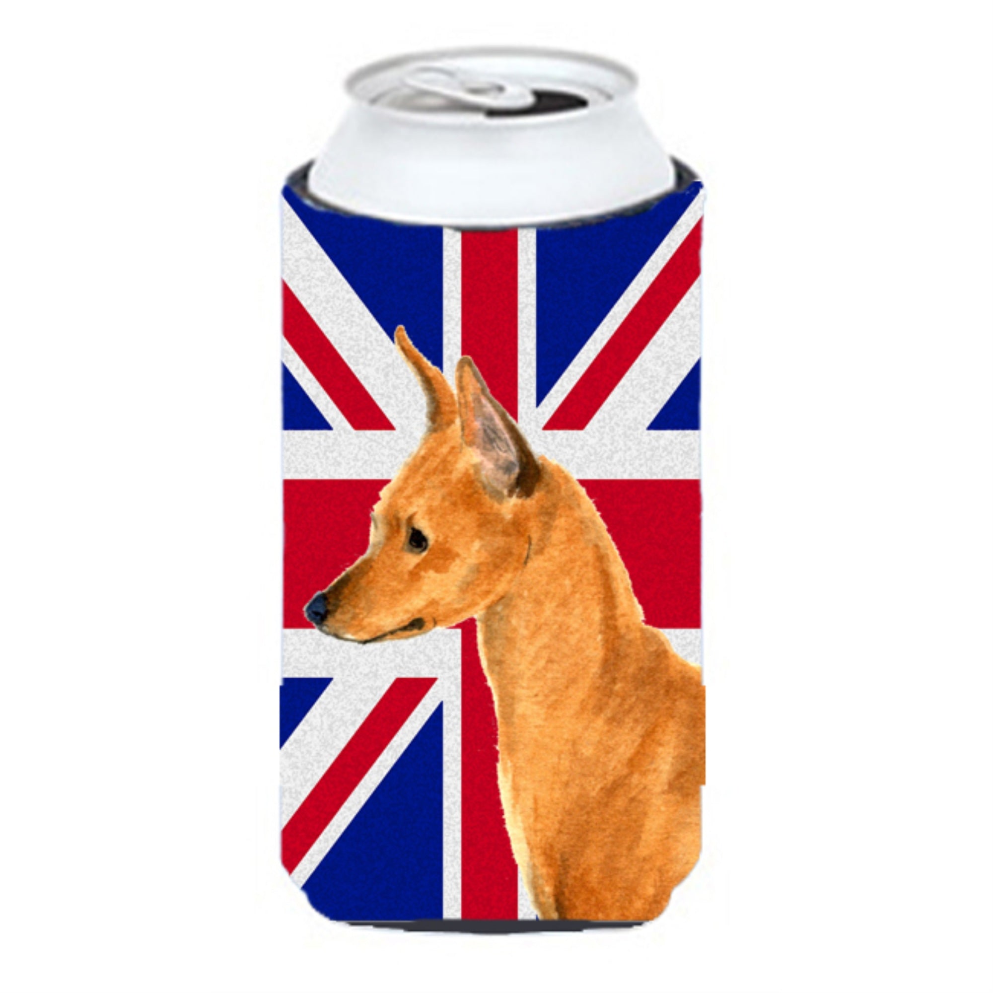 Min Pin With English Union Jack British Flag Tall Boy Beverage Insulator Hugger Ss4908Tbc