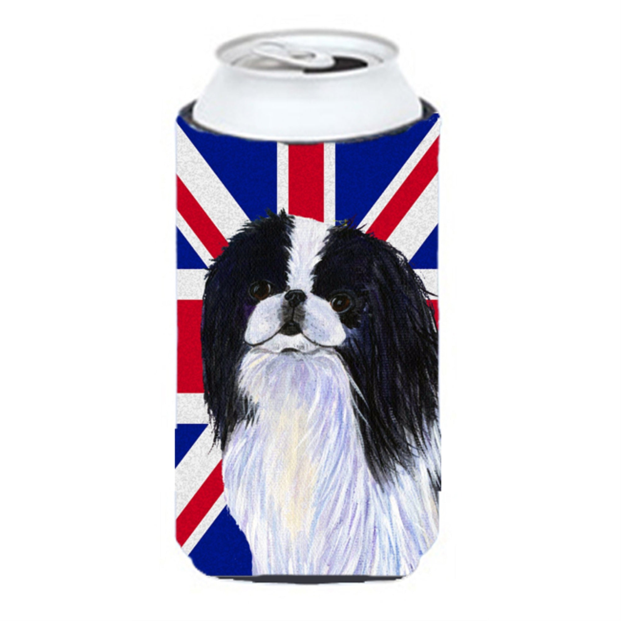 Japanese Chin With English Union Jack British Flag Tall Boy Beverage Insulator Hugger Ss4909Tbc
