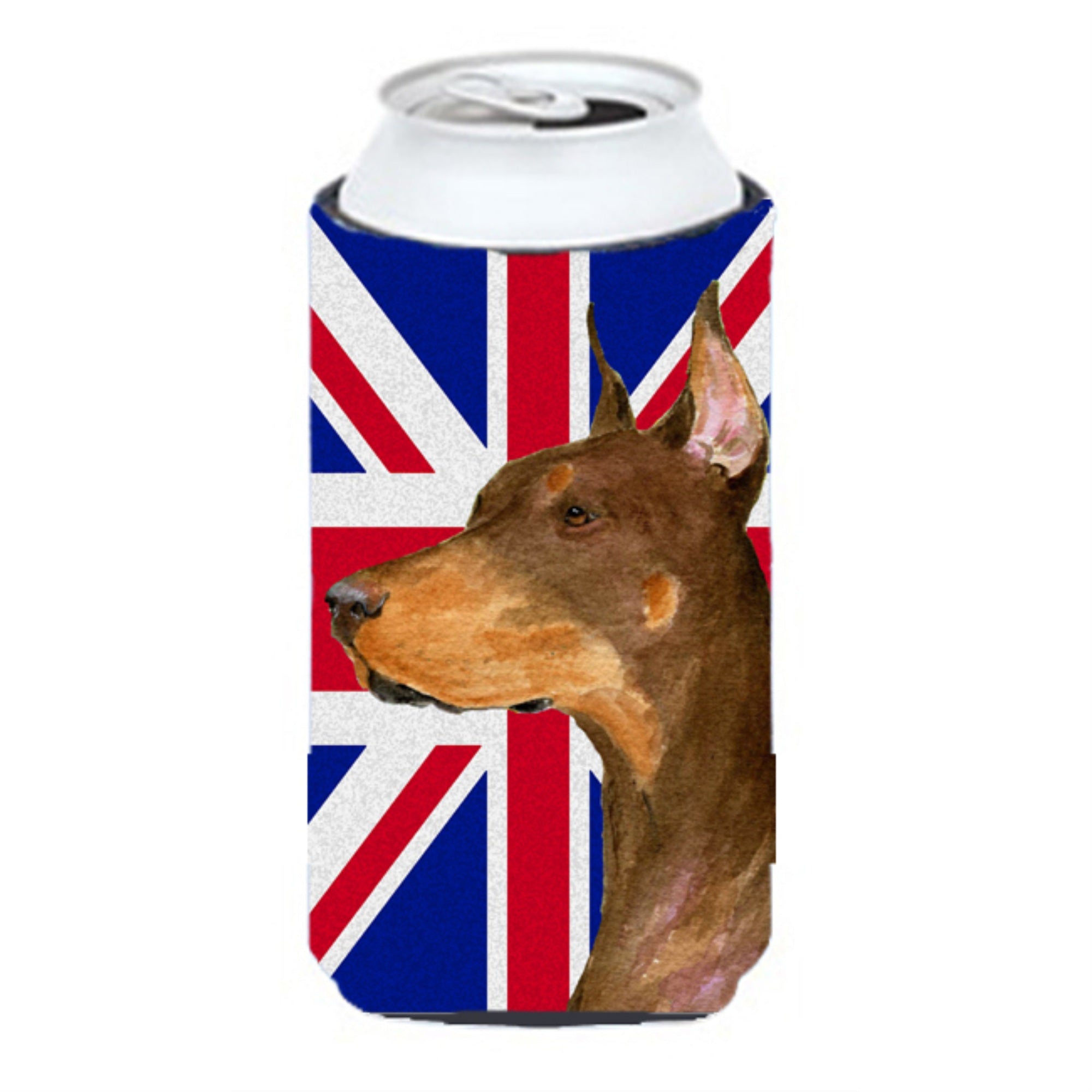 Doberman With English Union Jack British Flag Tall Boy Beverage Insulator Hugger Ss4910Tbc