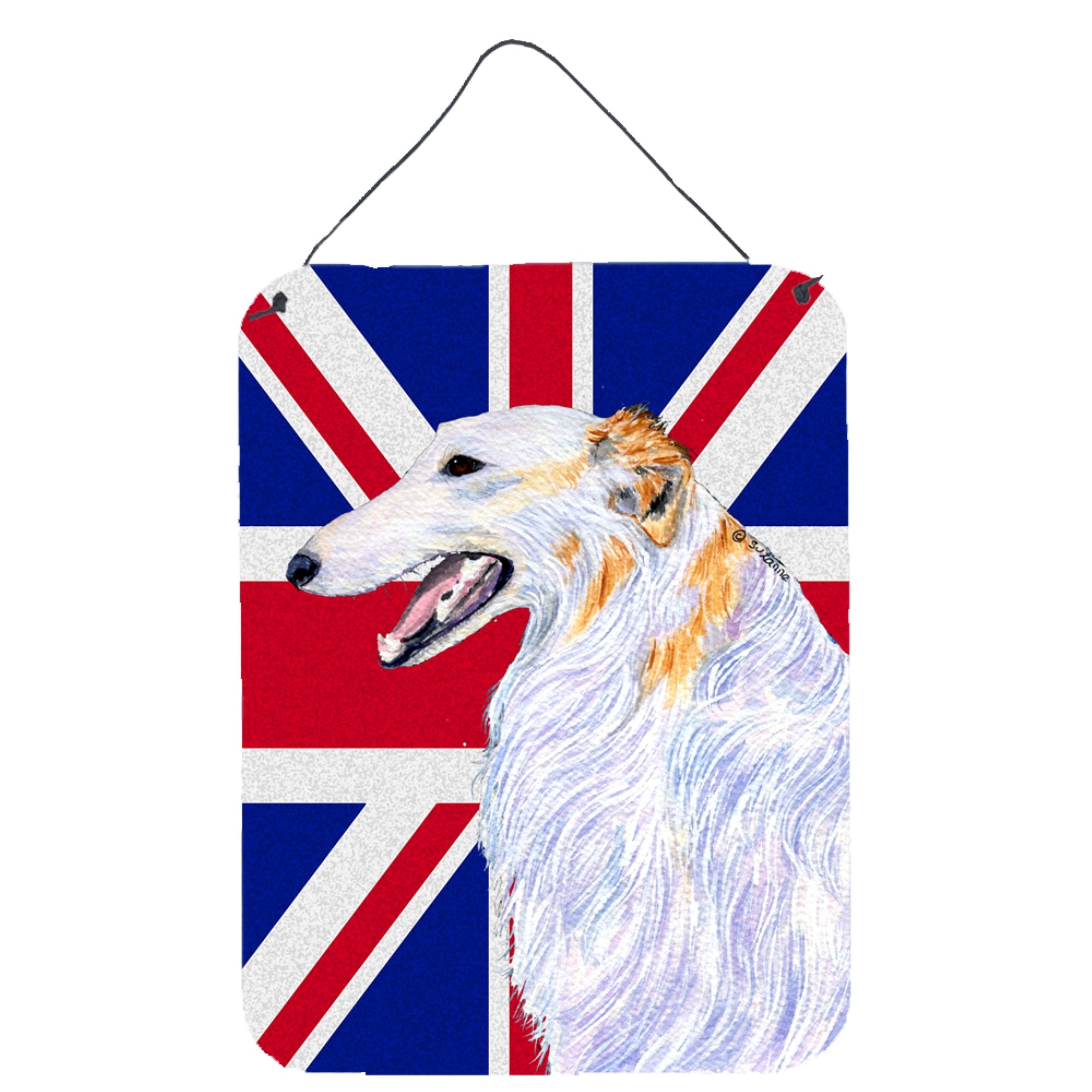 'Caroline'S Treasures Borzoi With English Union Jack British Flag Wall Or Door Hanging Prints, 16'''' X 12''''''