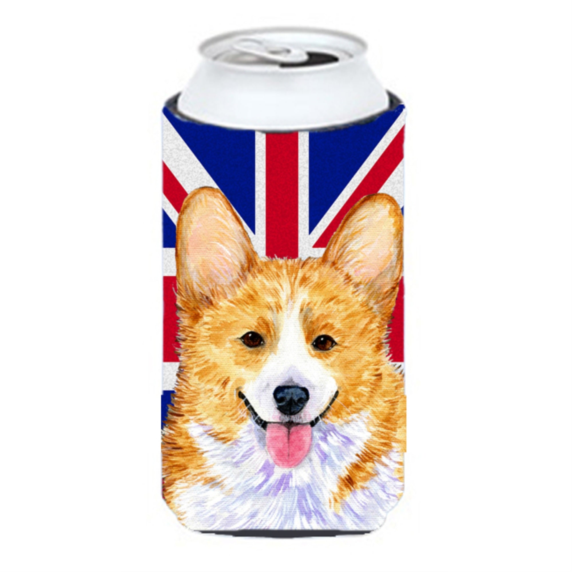 Corgi With English Union Jack British Flag Tall Boy Beverage Insulator Hugger Ss4928Tbc