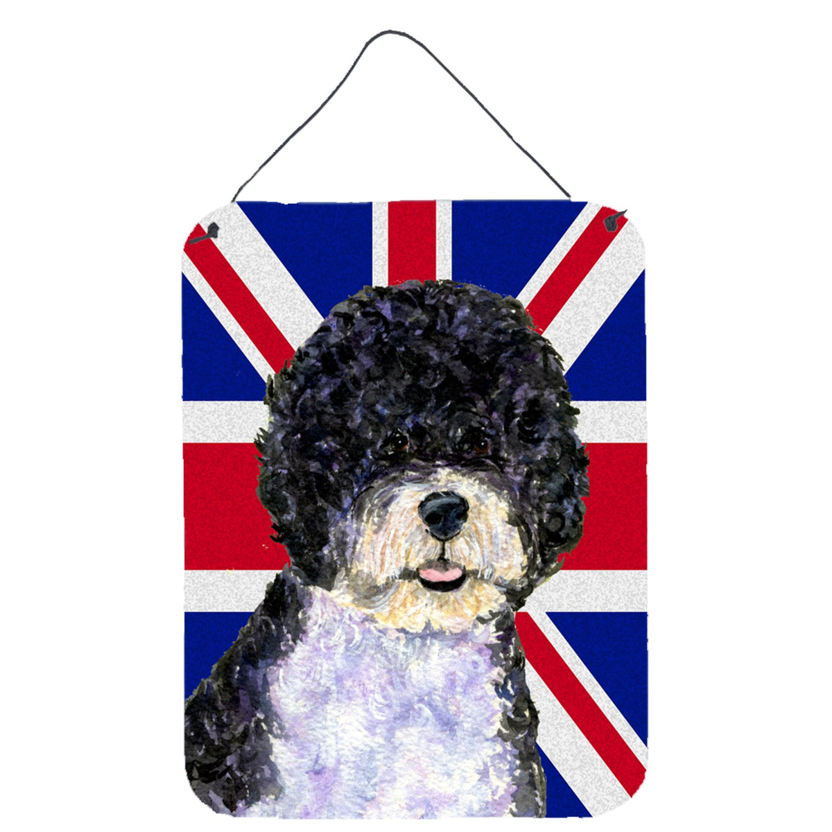 'Caroline'S Treasures Portuguese Water Dog With English Union Jack British Flag Wall Or Door Hanging Prints, 16'''' X 12''''''