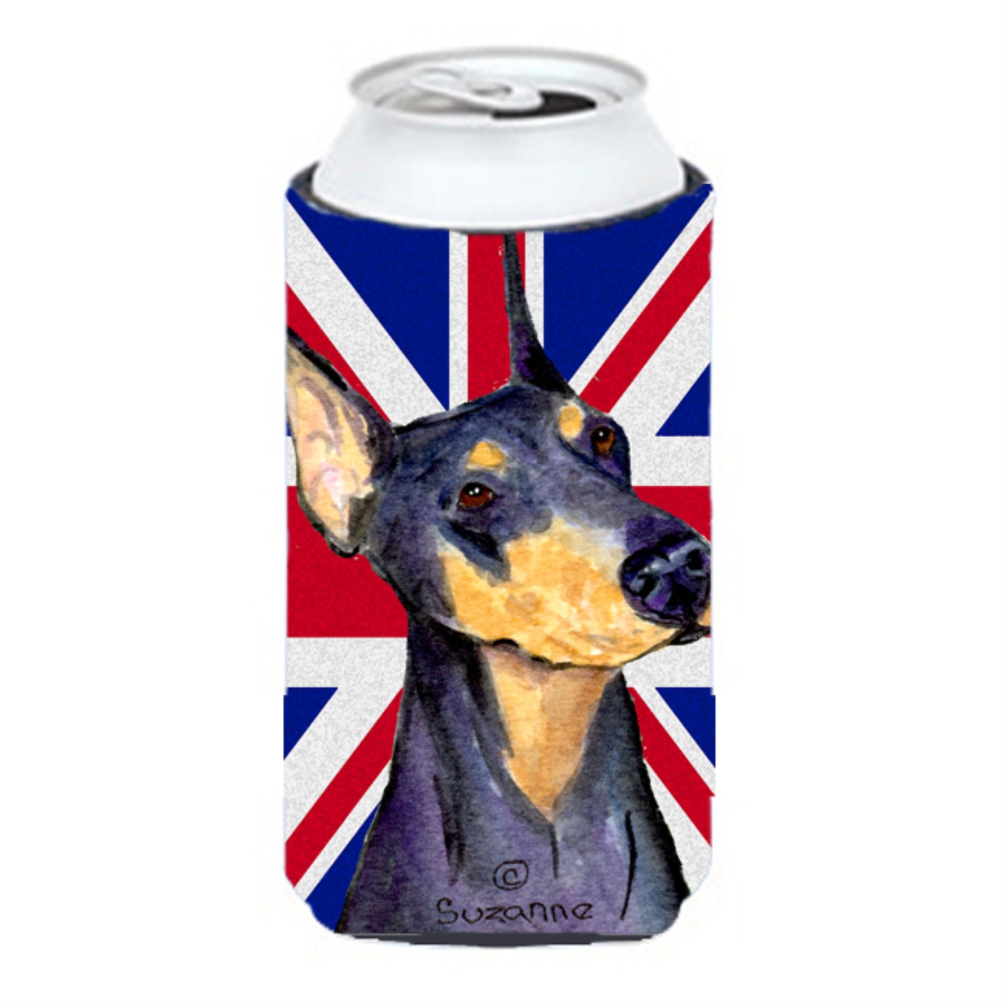 Doberman With English Union Jack British Flag Tall Boy Beverage Insulator Hugger Ss4937Tbc