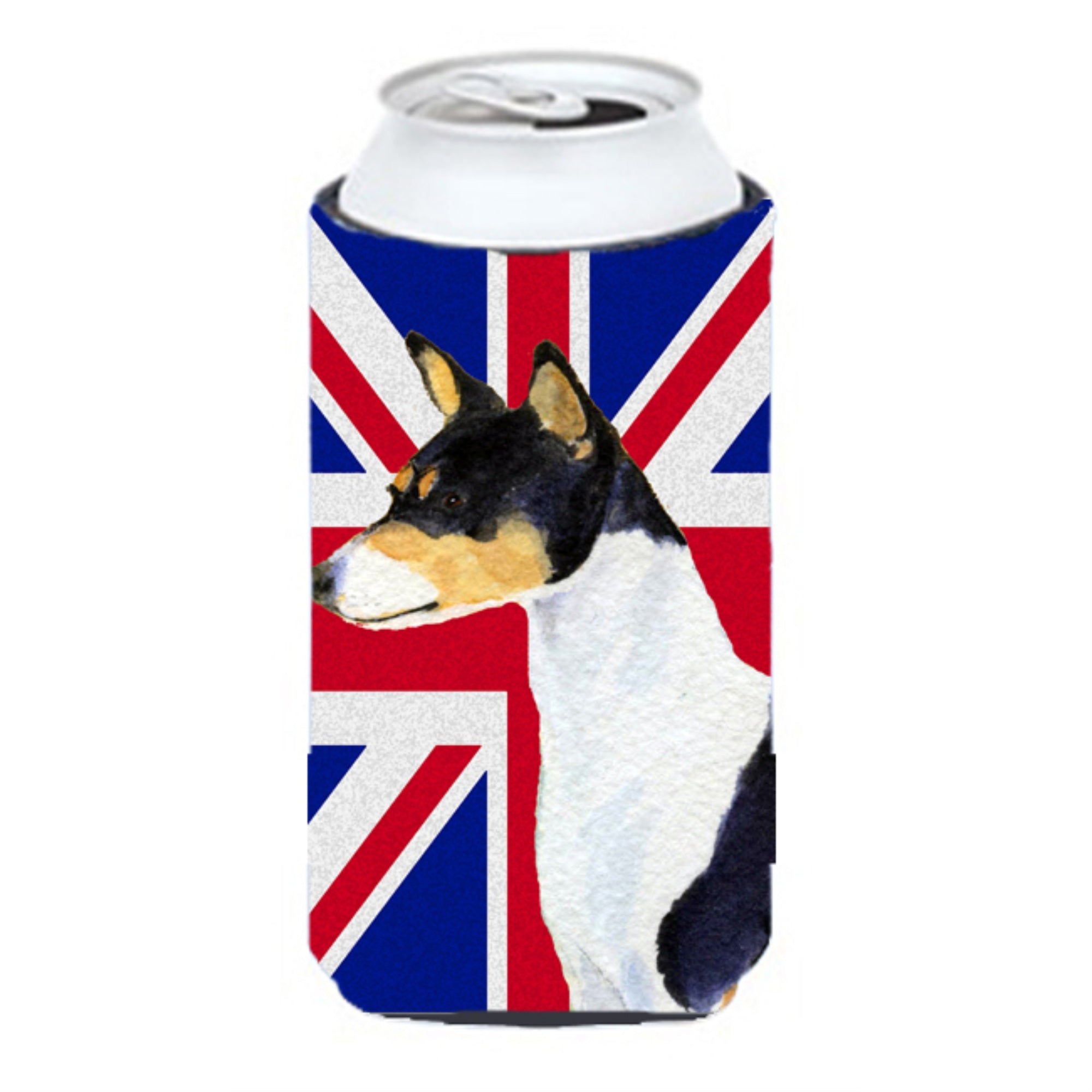 Basenji With English Union Jack British Flag Tall Boy Beverage Insulator Hugger Ss4956Tbc