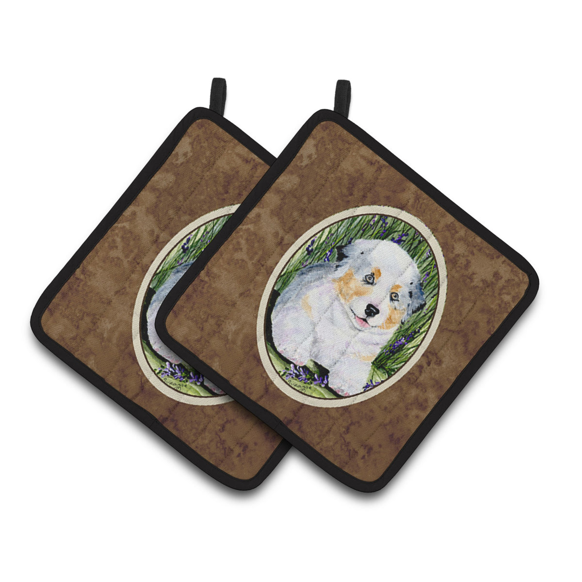 'Caroline'S Treasures Australian Shepherd Pair Of Pot Holders Ss8005Pthd, 7.5Hx7.5W, Multicolor''