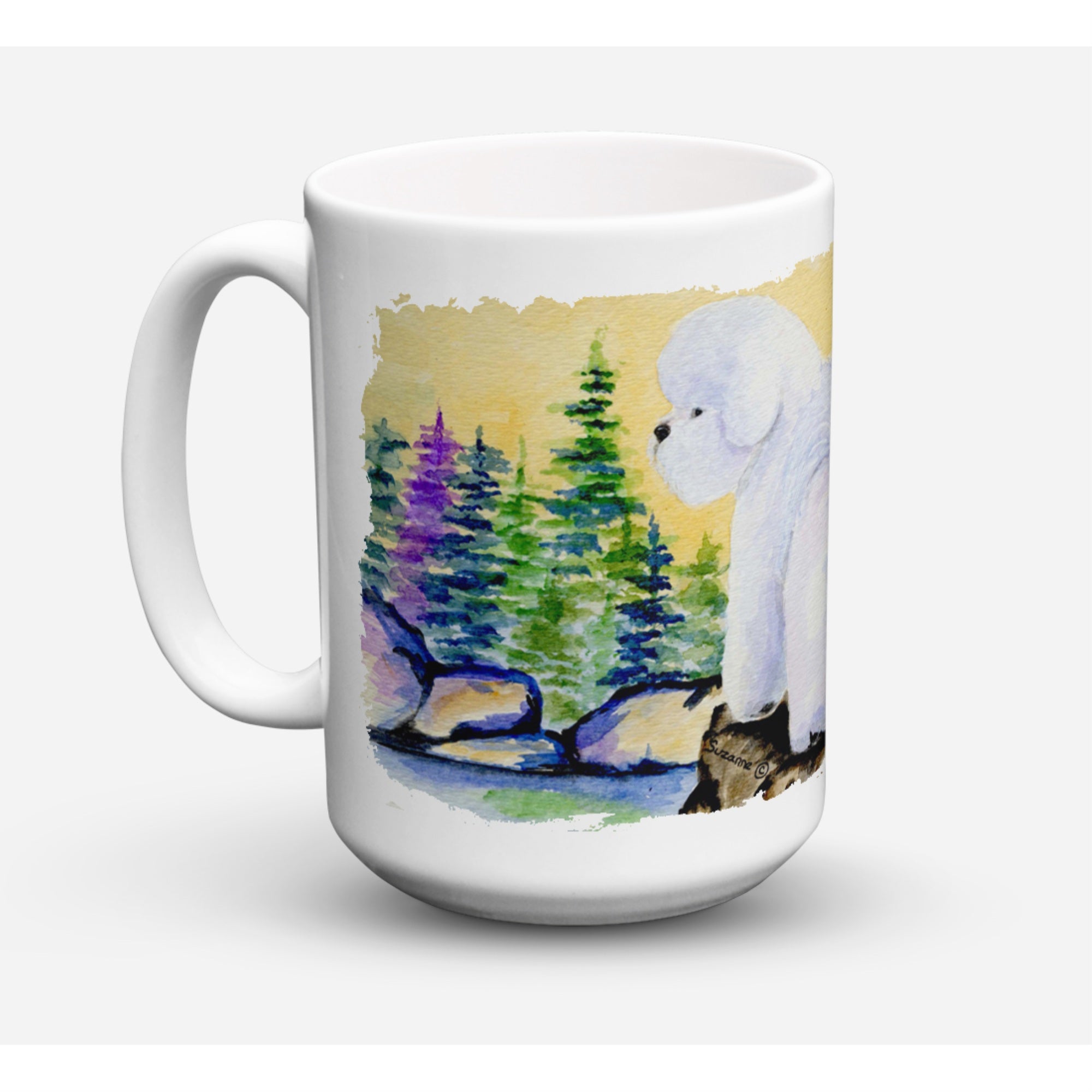 Carolines Treasures SS8010CM15 Bichon Frise Microwavable Ceramic Coffee Mug 15 oz Multicolor