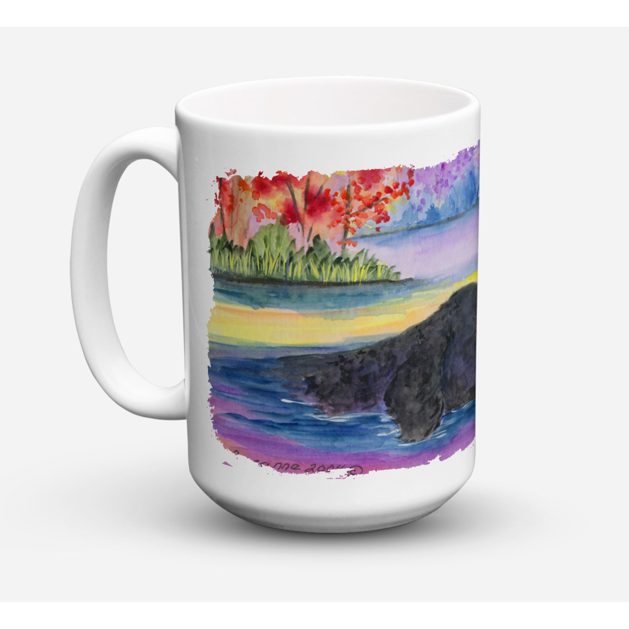 Carolines Treasures SS8043CM15 Curly Coated Retriever Microwavable Ceramic Coffee Mug 15 oz Multicolor