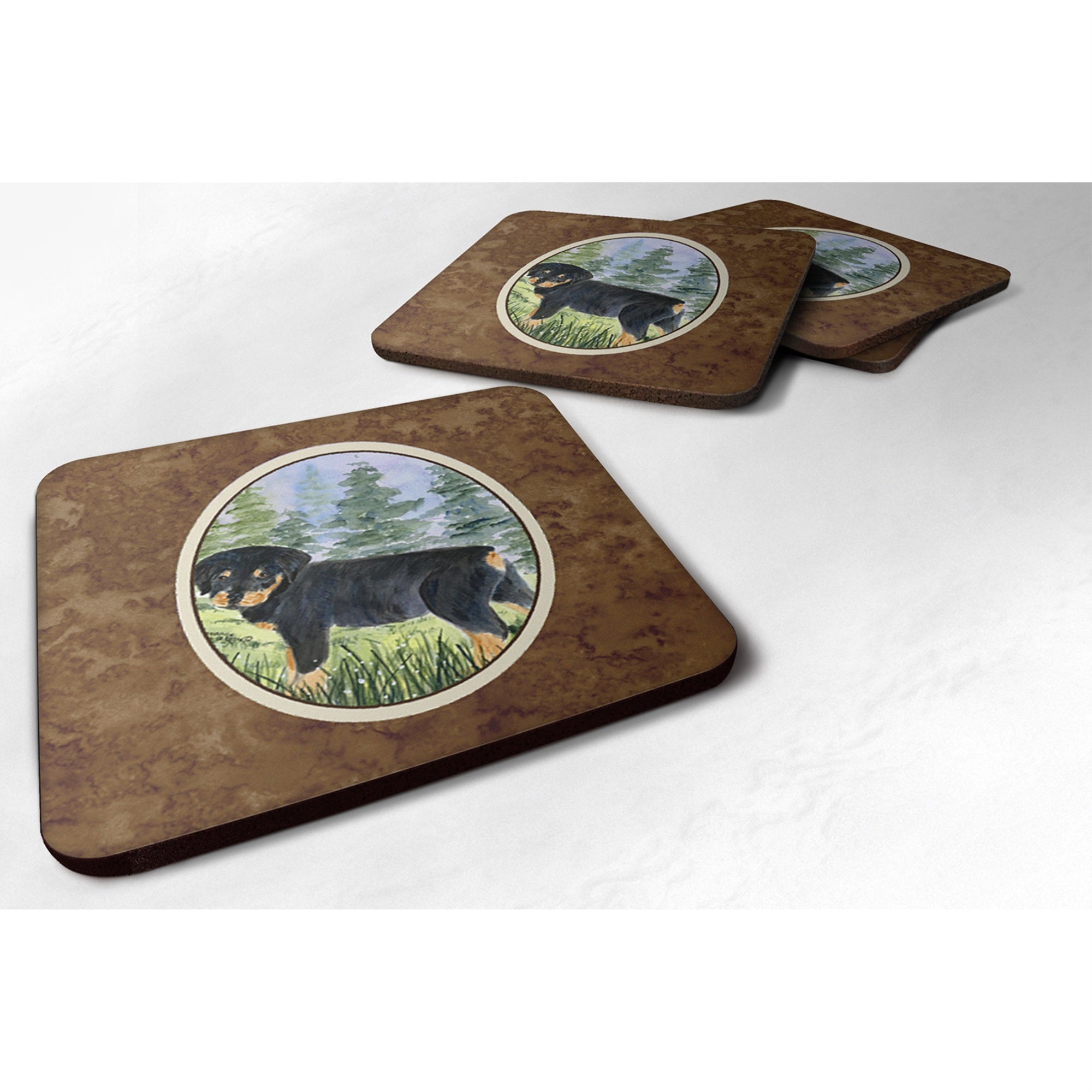 'Caroline'S Treasures Ss8057Fc Rottweiler Foam Coasters (Set Of 4), 3.5'''' H X 3.5'''' W, Multicolor''