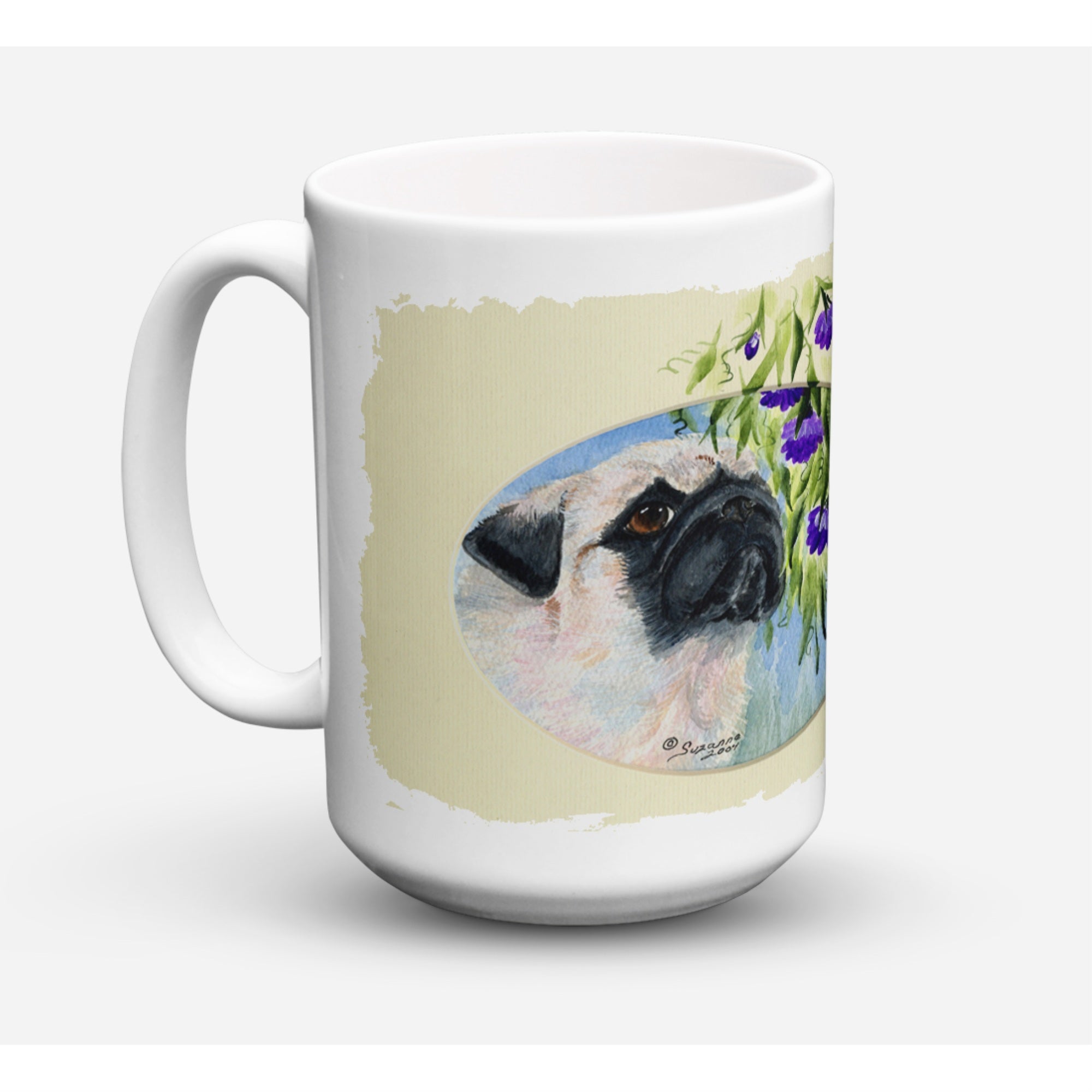 Carolines Treasures SS8064CM15 Pug Dishwasher Safe Microwavable Ceramic Coffee Mug 15 oz Multicolor
