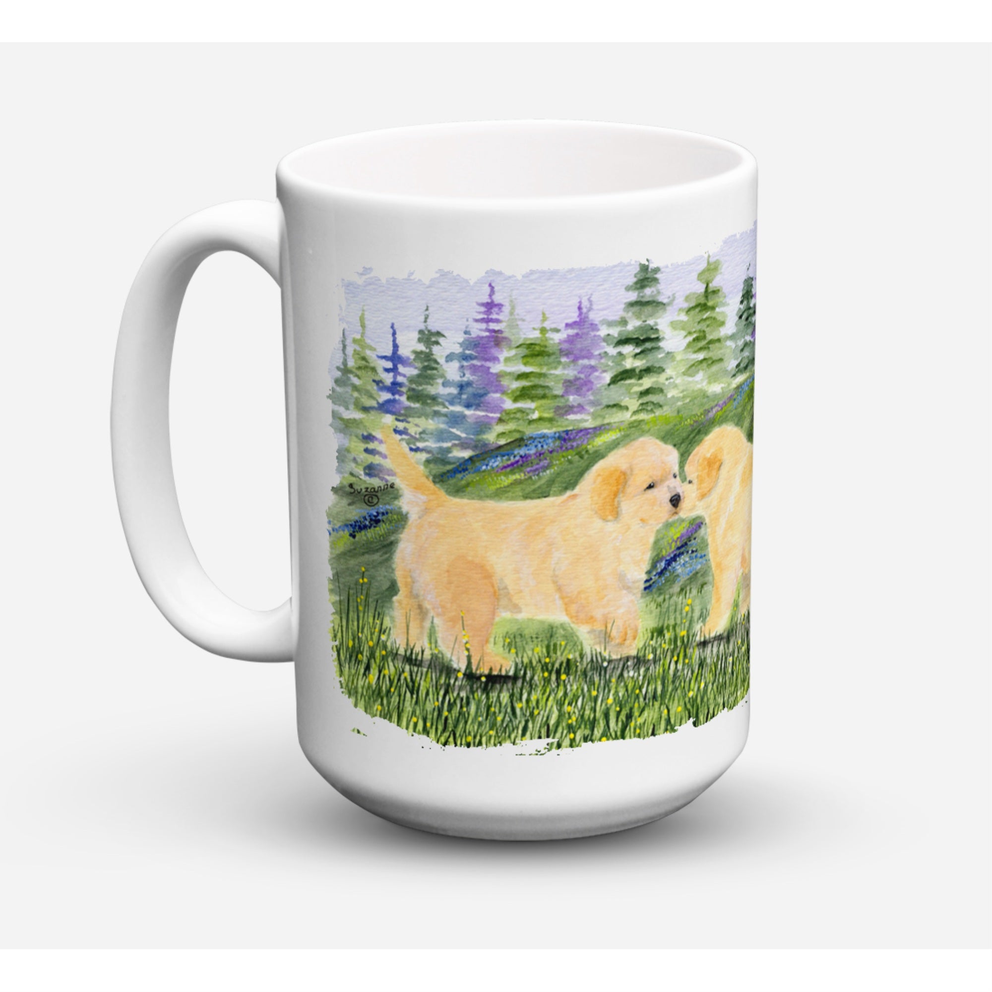 Carolines Treasures SS8102CM15 Golden Retriever Microwavable Ceramic Coffee Mug 15 oz Multicolor