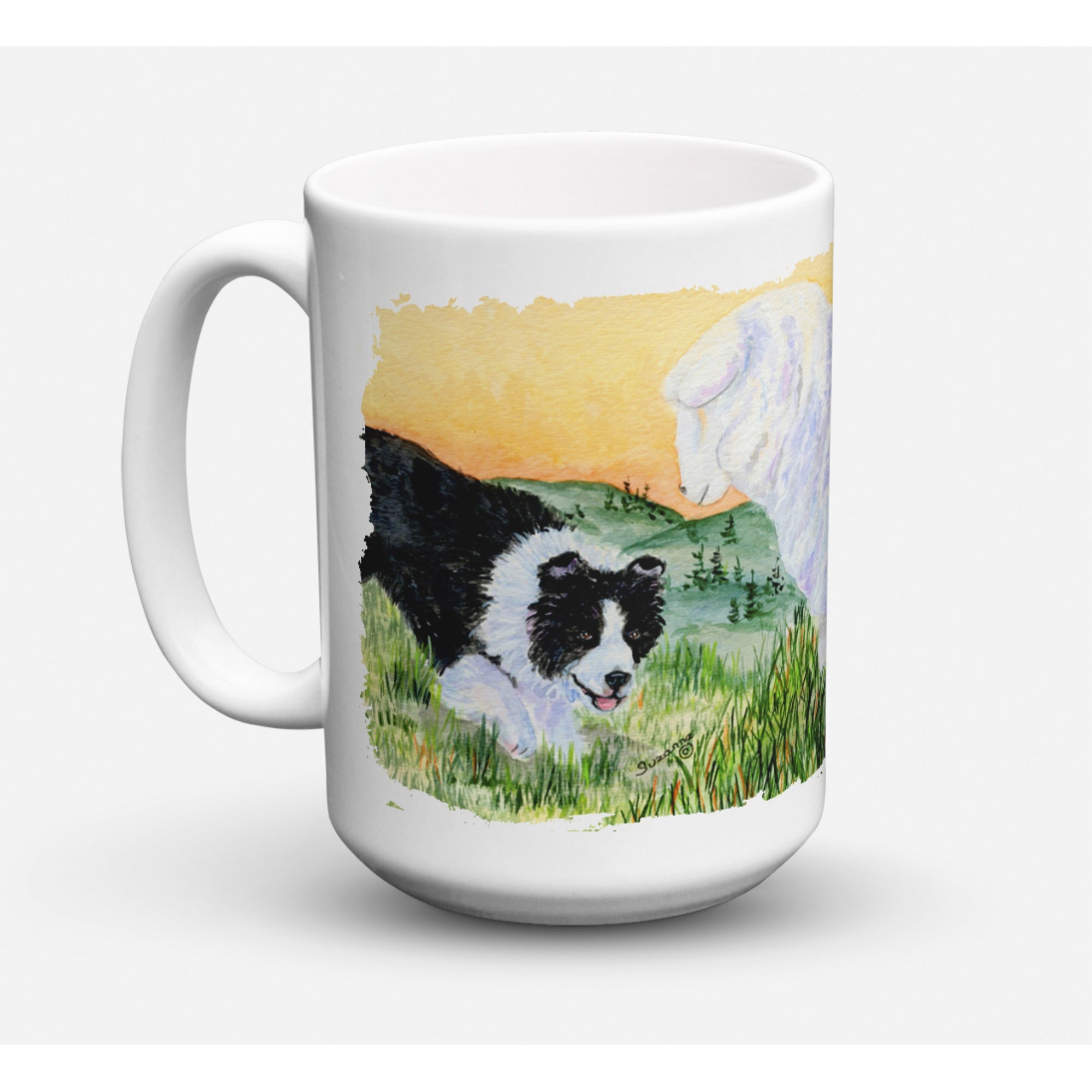 'Caroline's Treasures SS8103CM15 Border Collie Microwavable Ceramic Coffee Mug, 15 oz, Multicolor''