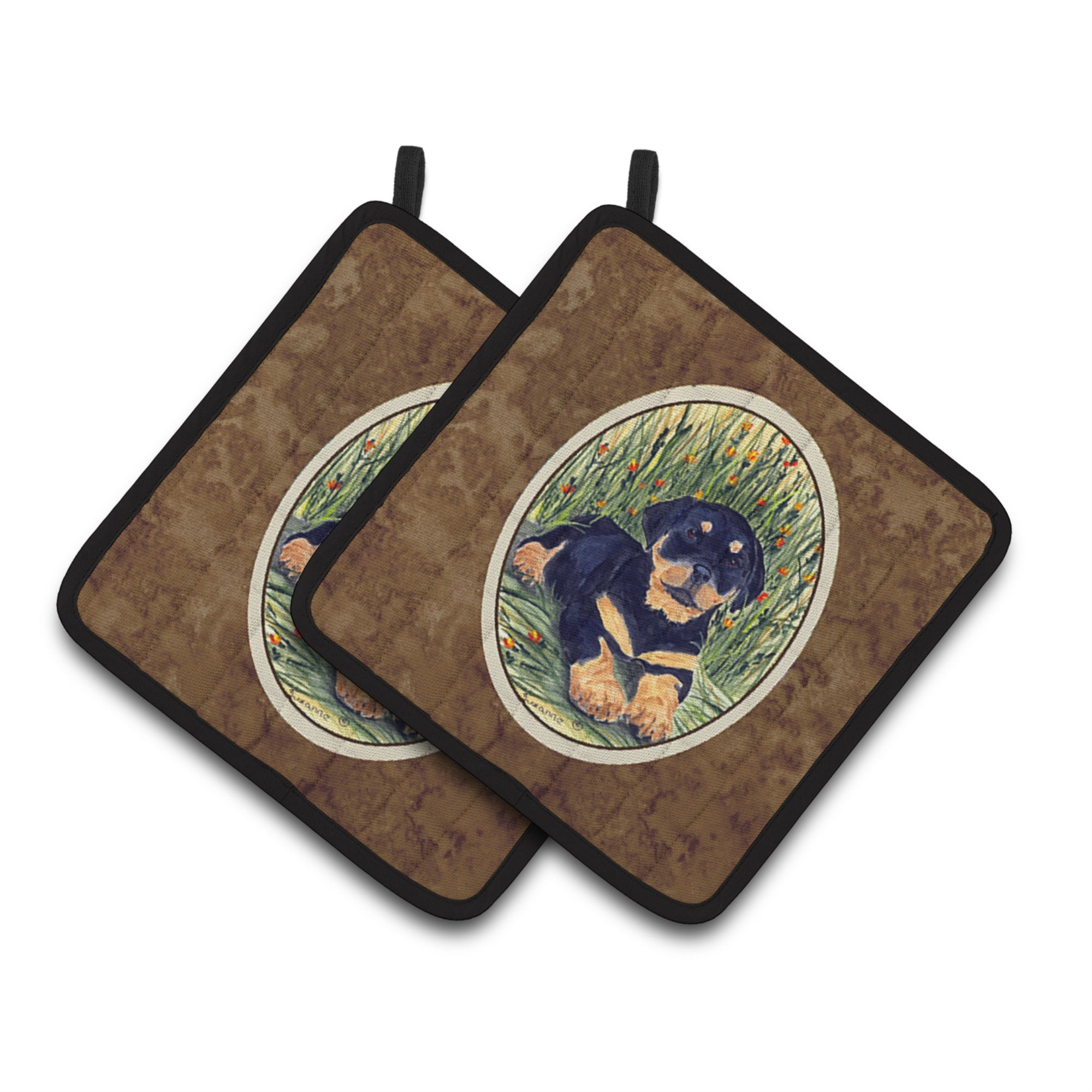 'Caroline'S Treasures Rottweiler Pair Of Pot Holders Ss8107Pthd, 7.5Hx7.5W, Multicolor''
