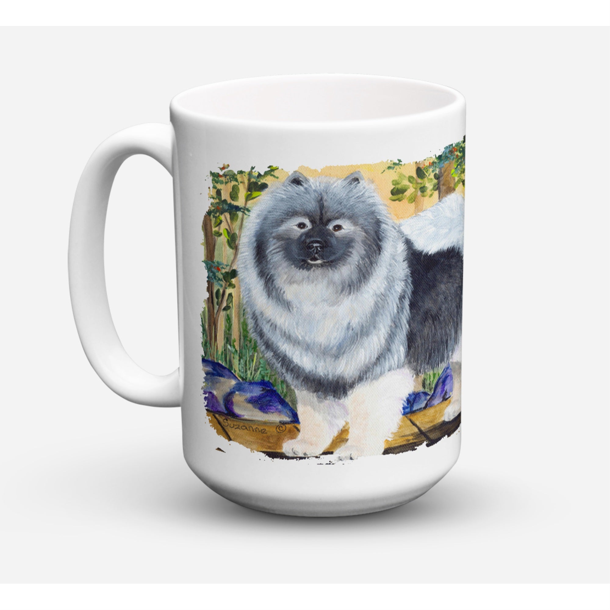 Carolines Treasures SS8127CM15 Keeshond Dishwasher Safe Microwavable Ceramic Coffee Mug 15 oz Multicolor