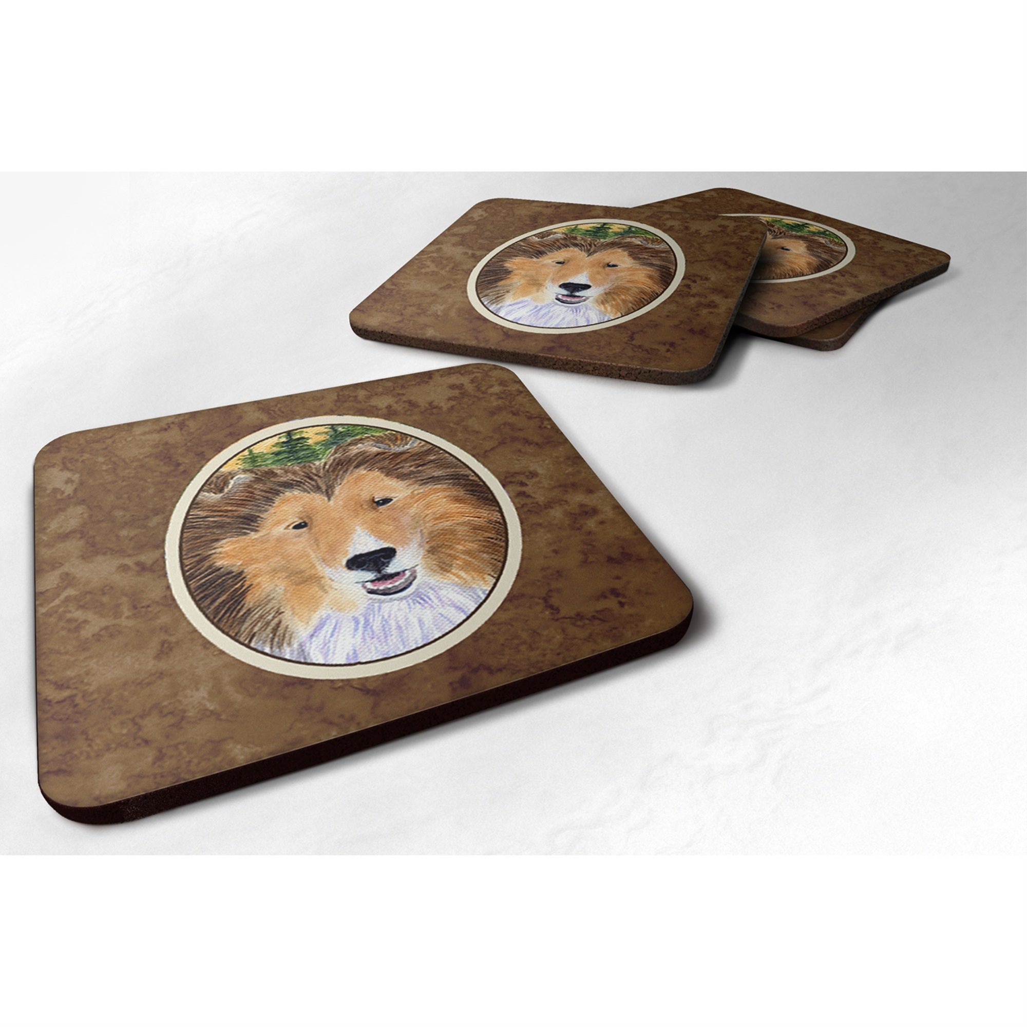 'Caroline'S Treasures Ss8141Fc Sheltie Foam Coasters (Set Of 4), 3.5'''' H X 3.5'''' W, Multicolor''