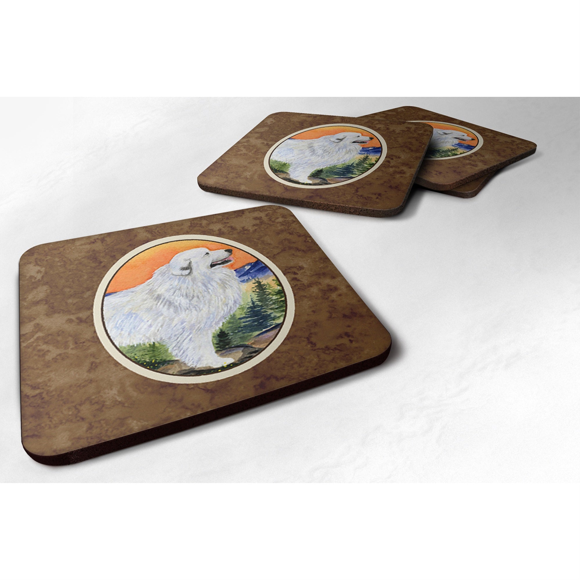 'Caroline'S Treasures Ss8183Fc Great Pyrenees Foam Coasters (Set Of 4), 3.5'''' H X 3.5'''' W, Multicolor''