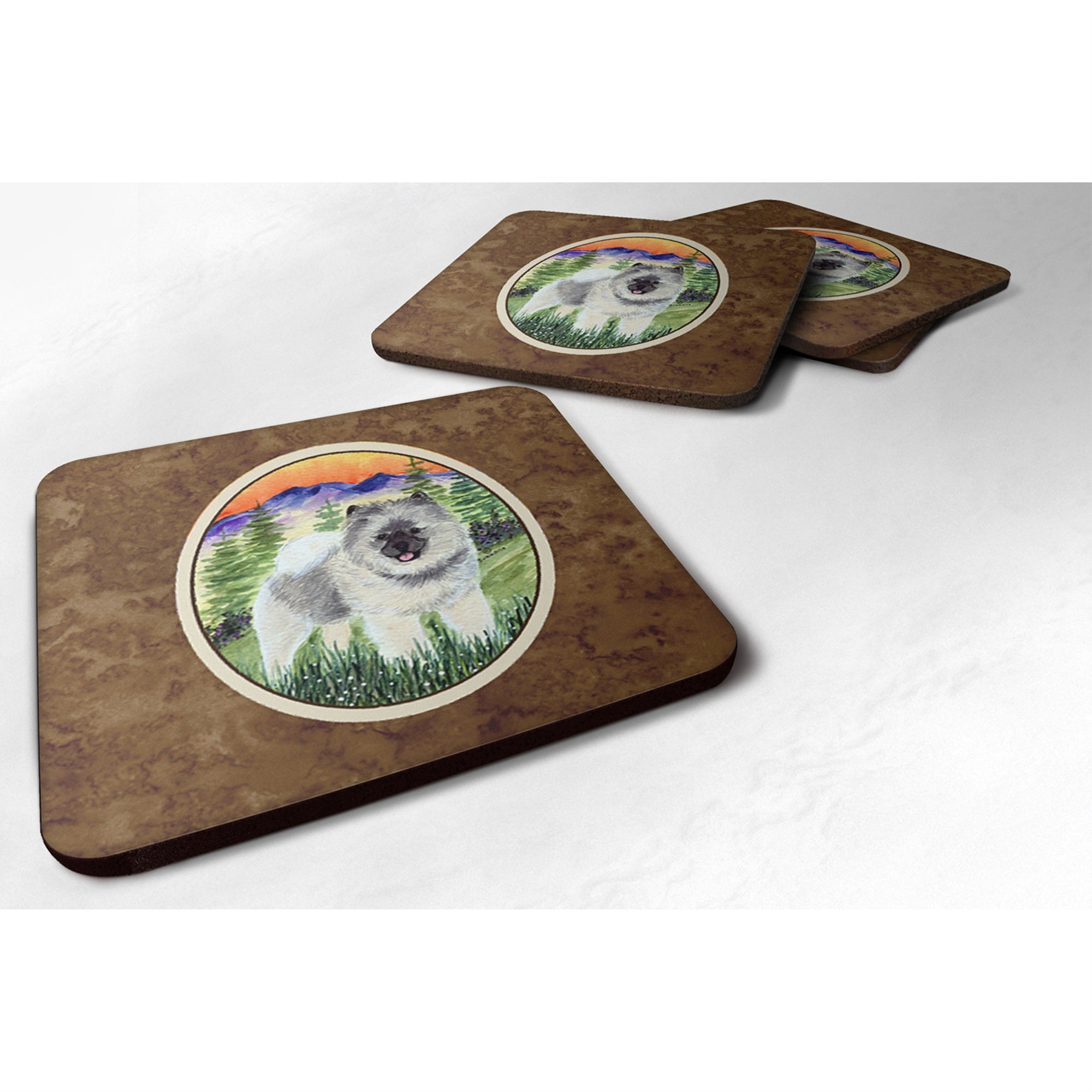 'Caroline'S Treasures Ss8192Fc Keeshond Foam Coasters (Set Of 4), 3.5'''' H X 3.5'''' W, Multicolor''