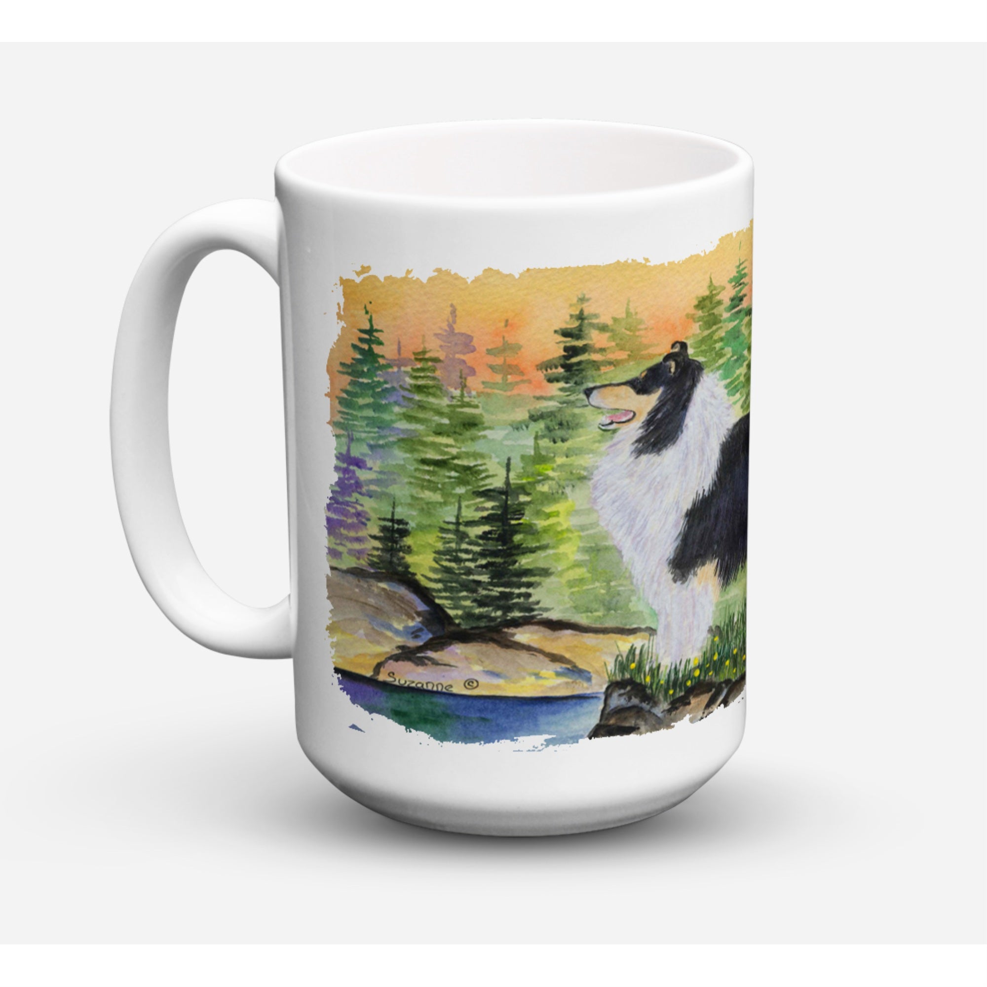 'Caroline's Treasures SS8203CM15 Collie Dishwasher Safe Microwavable Ceramic Coffee Mug, 15 oz, Multicolor''