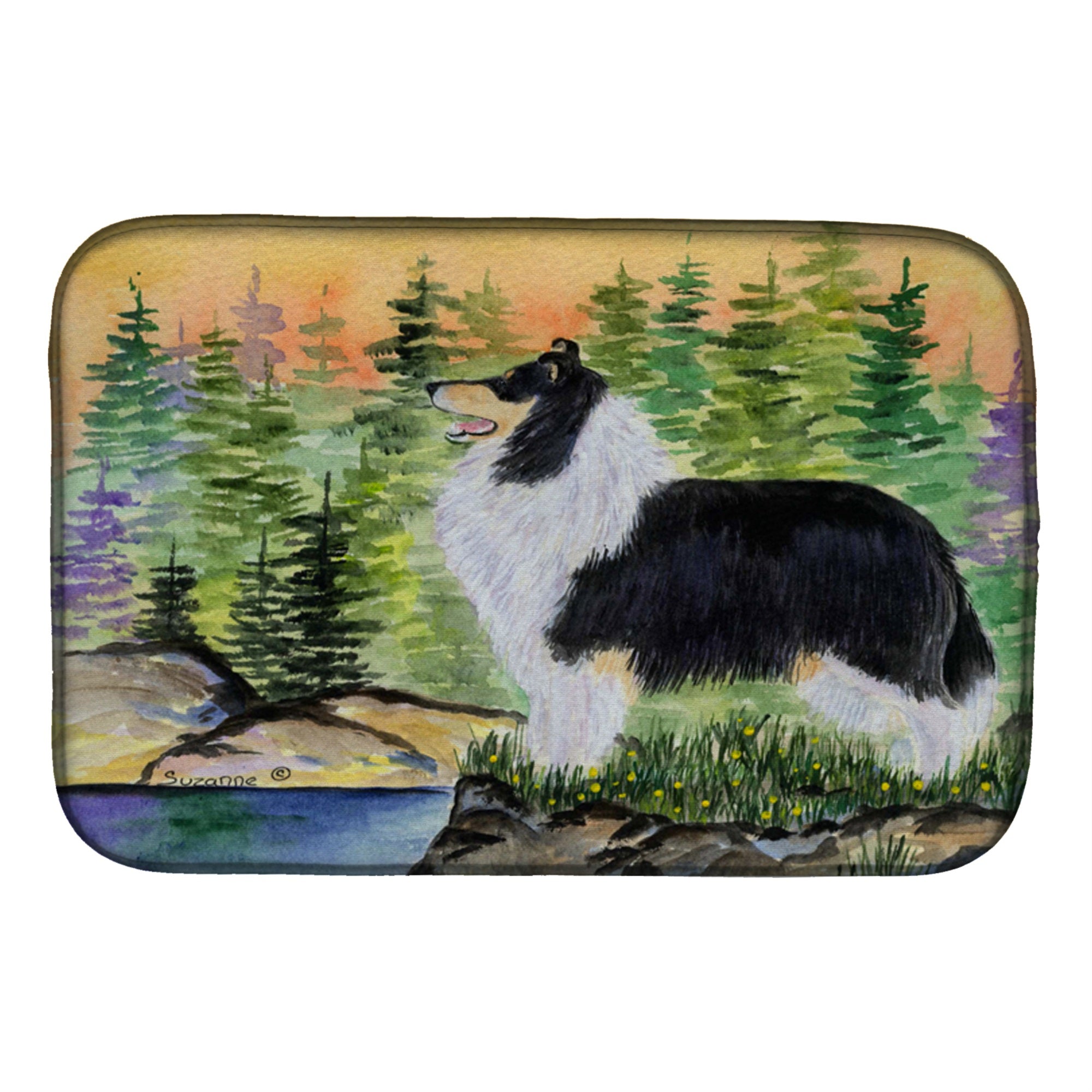 Carolines Treasures Collie Dish Drying Mat, 14 x 21, Multicolor