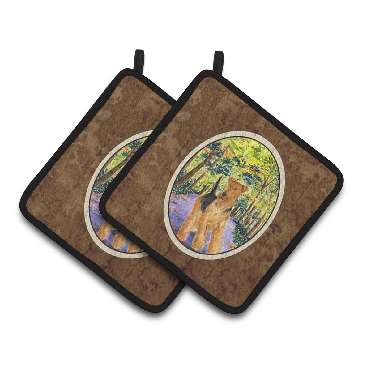 'Caroline'S Treasures Airedale Pair Of Pot Holders Ss8208Pthd, 7.5Hx7.5W, Multicolor''