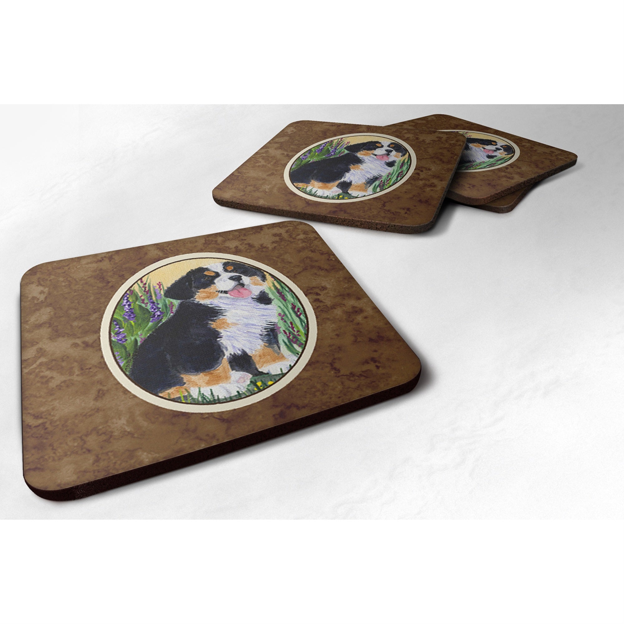 'Caroline'S Treasures Ss8215Fc Bernese Mountain Dog Foam Coasters (Set Of 4), 3.5'''' H X 3.5'''' W, Multicolor''