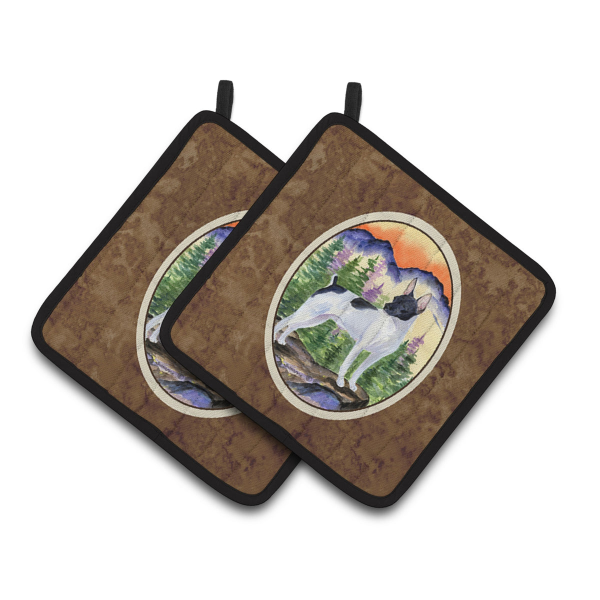 'Caroline'S Treasures Rat Terrier Pair Of Pot Holders Ss8224Pthd, 7.5Hx7.5W, Multicolor''