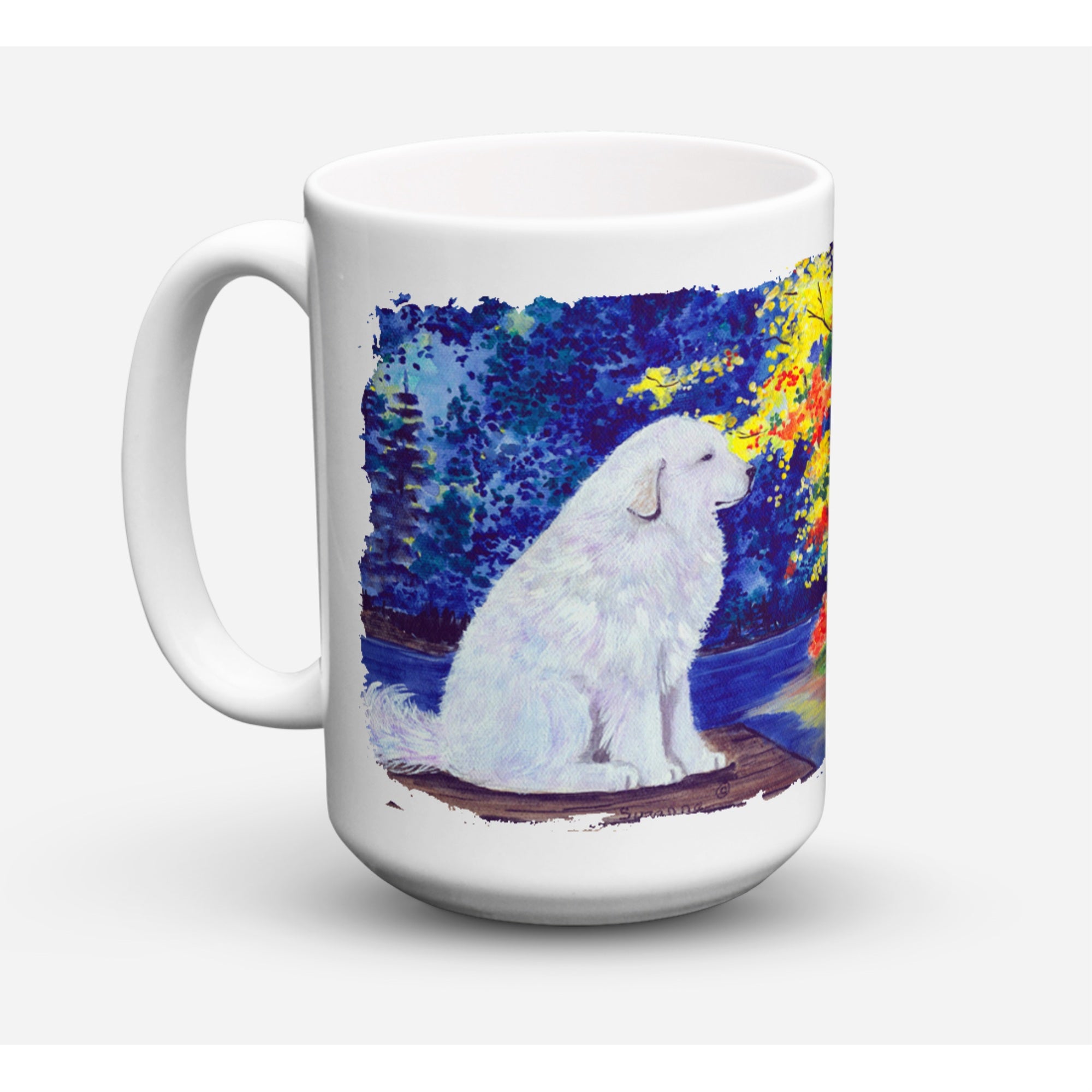 Carolines Treasures SS8240CM15 Great Pyrenees Microwavable Ceramic Coffee Mug 15 oz Multicolor