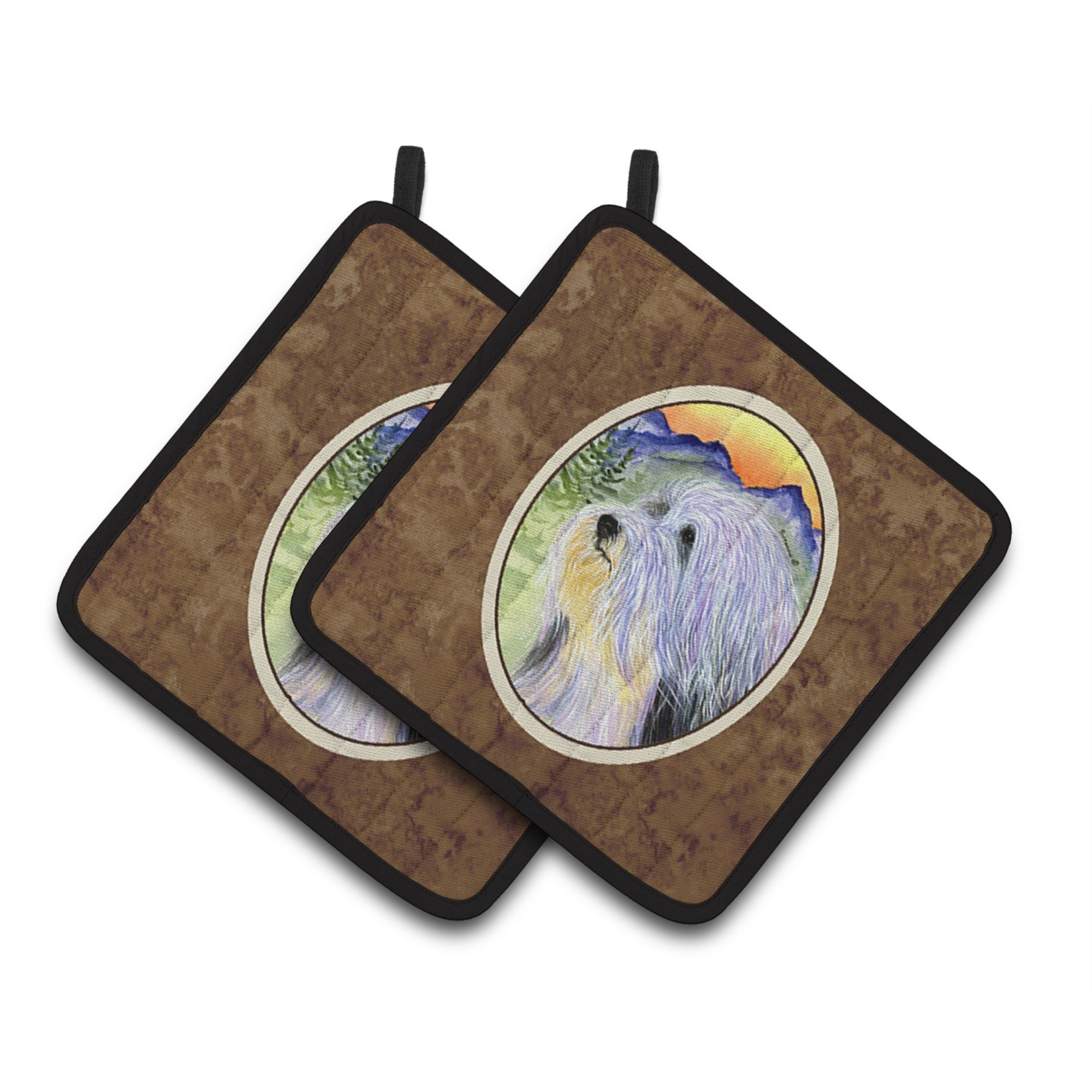 'Caroline'S Treasures Bearded Collie Pair Of Pot Holders Ss8244Pthd, 7.5Hx7.5W, Multicolor''