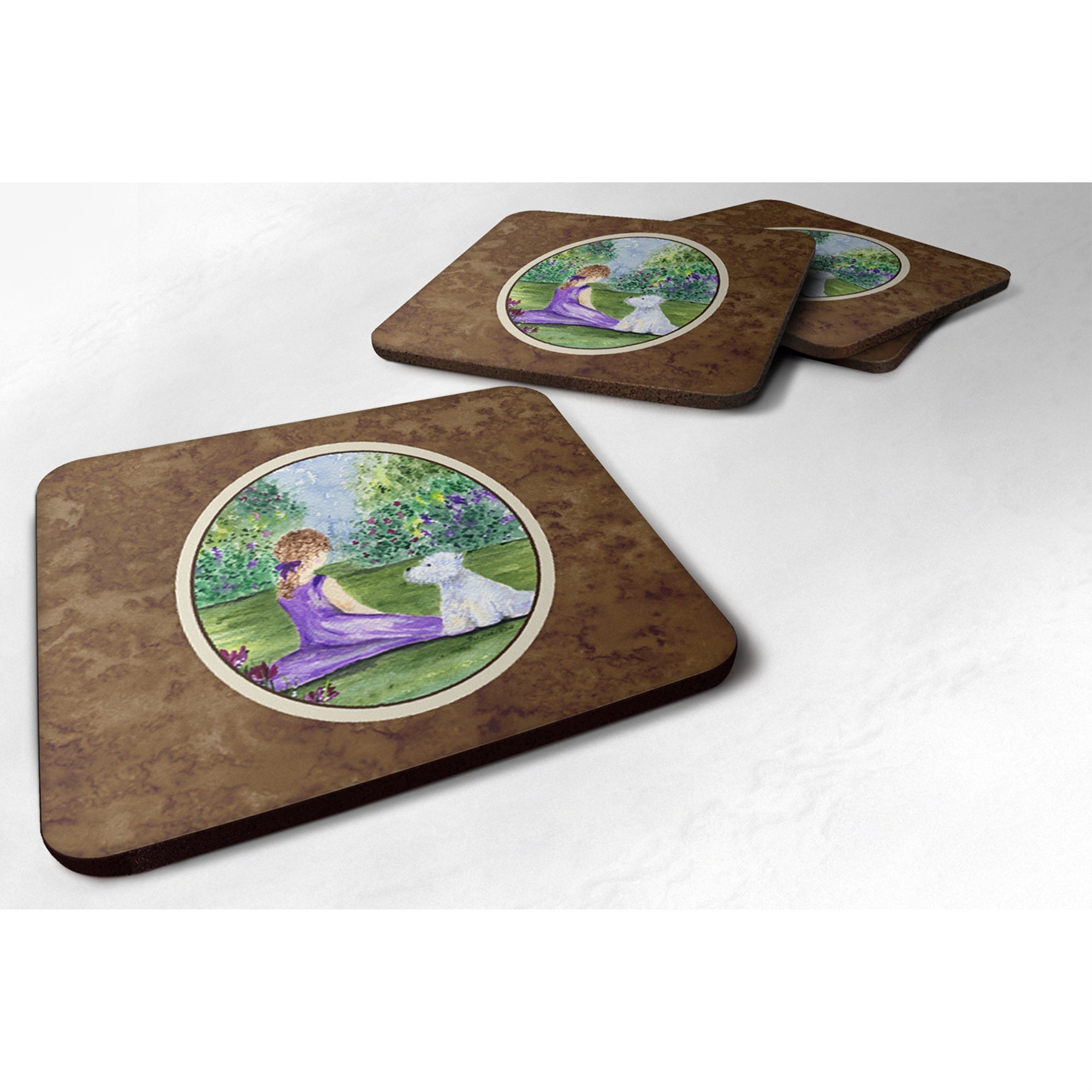 'Caroline'S Treasures Ss8246Fc Westie Foam Coasters (Set Of 4), 3.5'''' H X 3.5'''' W, Multicolor''