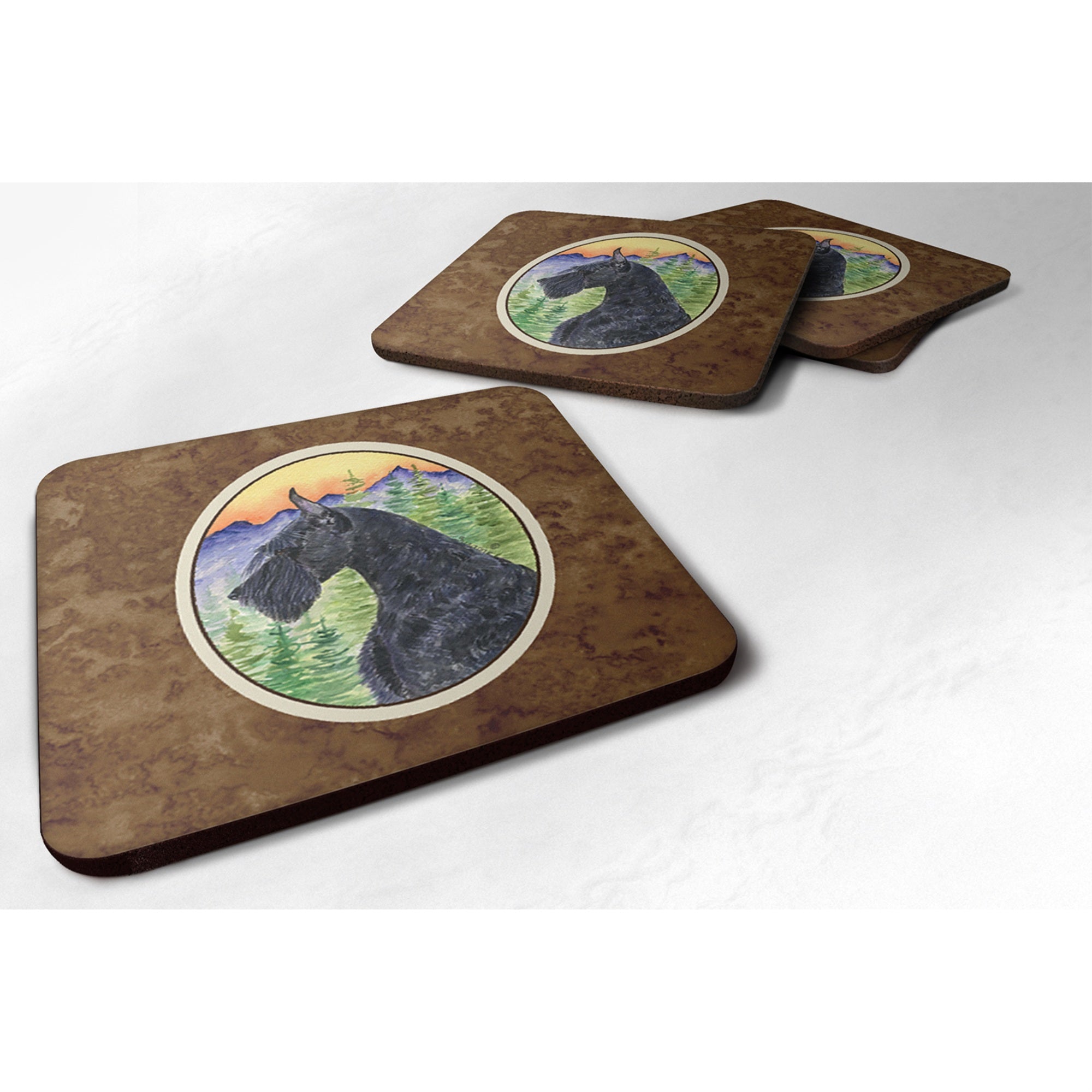'Caroline'S Treasures Ss8256Fc Schnauzer Foam Coasters (Set Of 4), 3.5'''' H X 3.5'''' W, Multicolor''