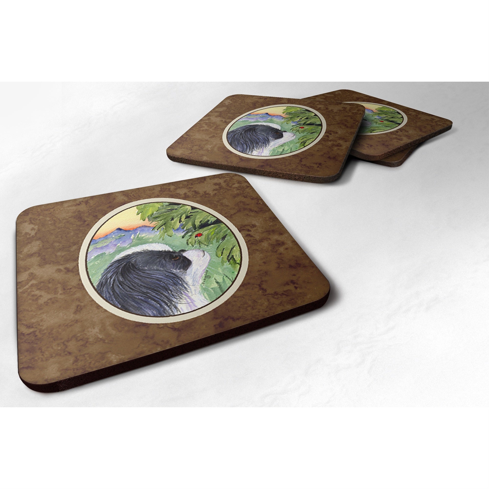 'Caroline'S Treasures Ss8259Fc Japanese Chin Foam Coasters (Set Of 4), 3.5'''' H X 3.5'''' W, Multicolor''