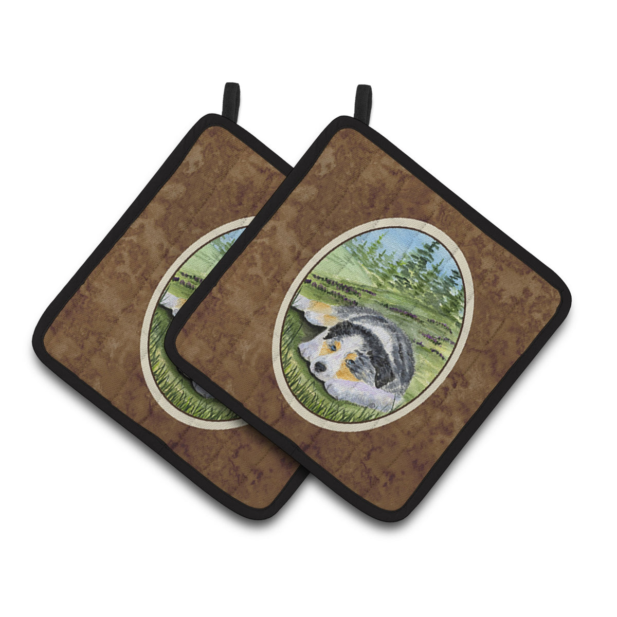 'Caroline'S Treasures Australian Shepherd Pair Of Pot Holders Ss8283Pthd, 7.5Hx7.5W, Multicolor''