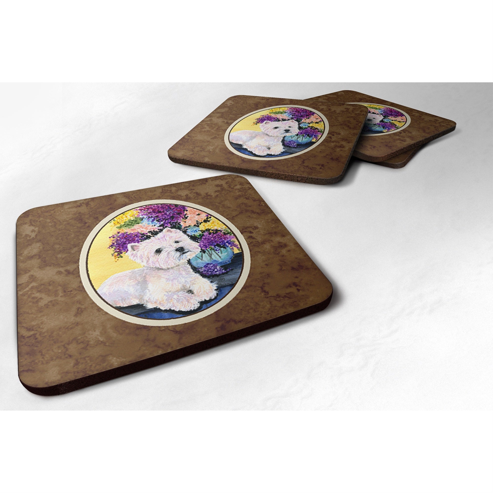 'Caroline'S Treasures Ss8291Fc Westie Foam Coasters (Set Of 4), 3.5'''' H X 3.5'''' W, Multicolor''