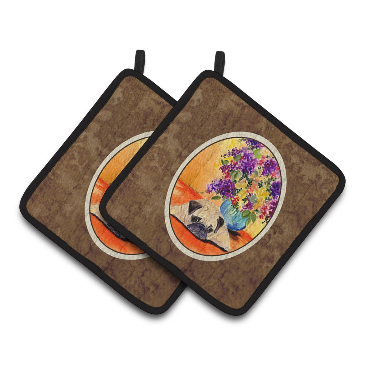 'Caroline'S Treasures Pug Pair Of Pot Holders Ss8294Pthd, 7.5Hx7.5W, Multicolor''