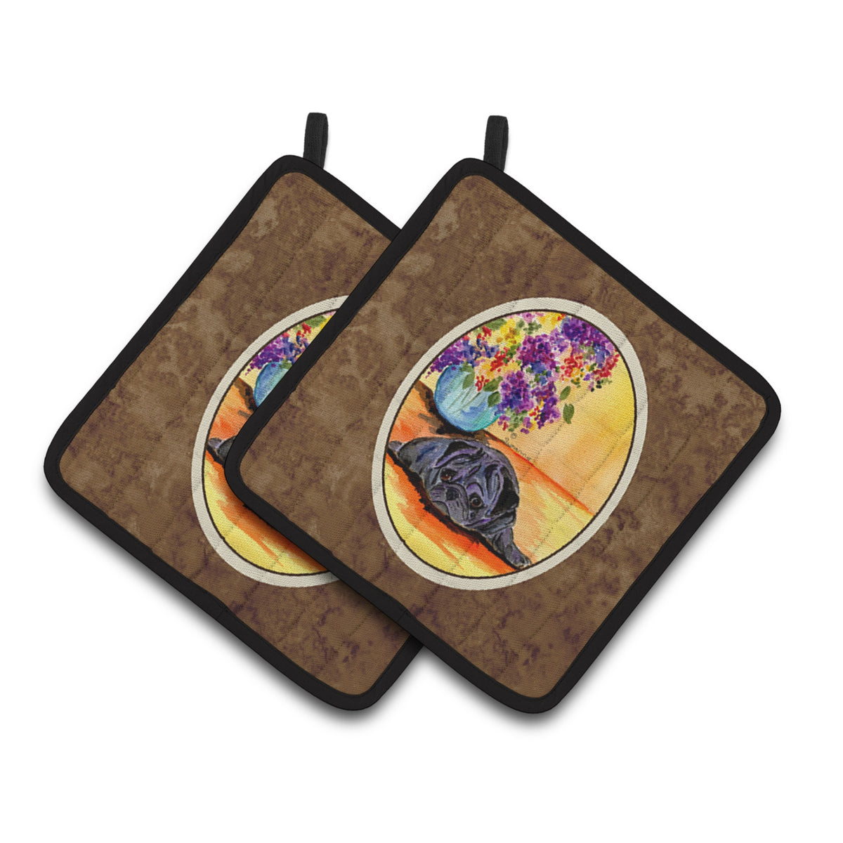 'Caroline'S Treasures Pug Pair Of Pot Holders Ss8298Pthd, 7.5Hx7.5W, Multicolor''