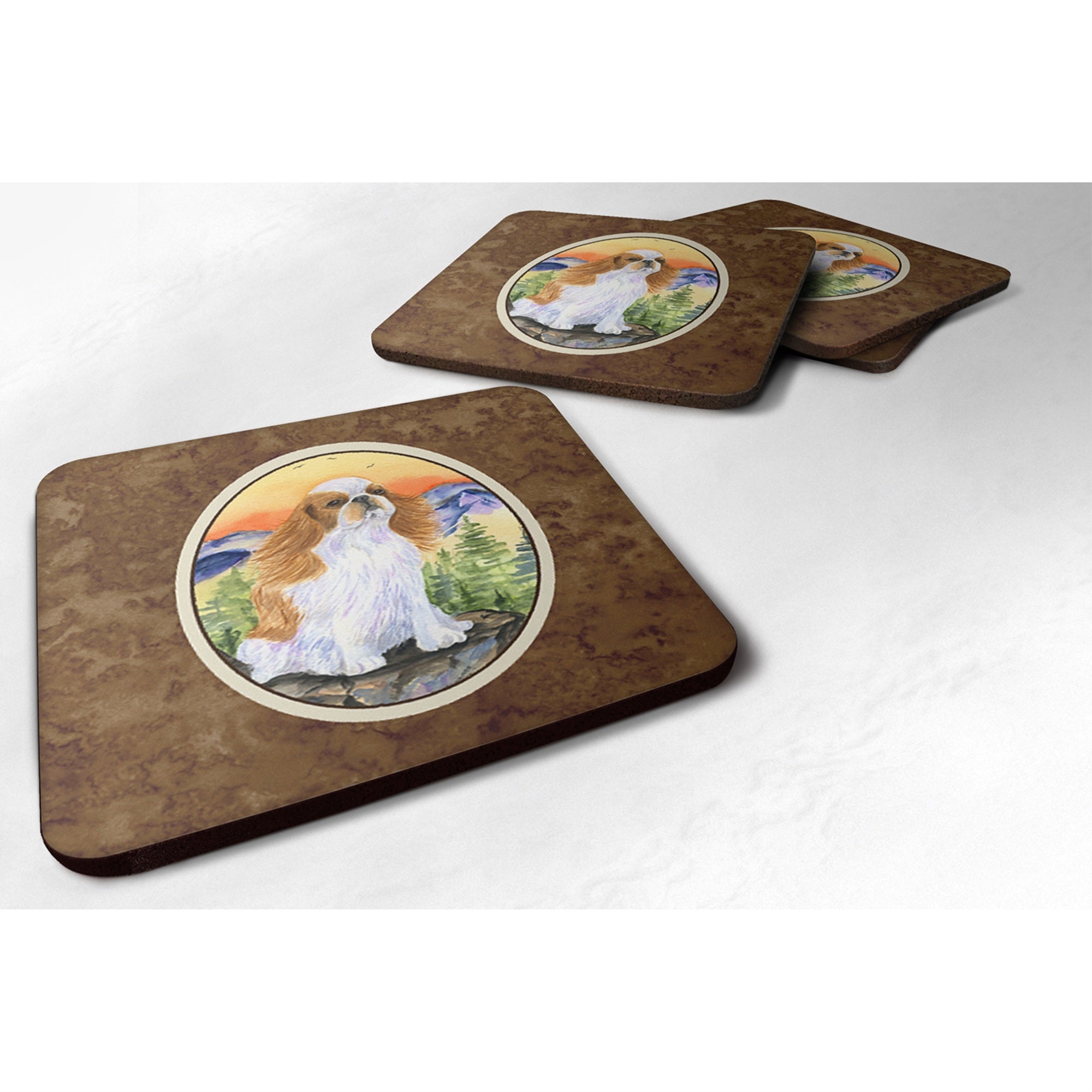 'Caroline'S Treasures Ss8311Fc English Toy Spaniel Foam Coasters (Set Of 4), 3.5'''' H X 3.5'''' W, Multicolor''
