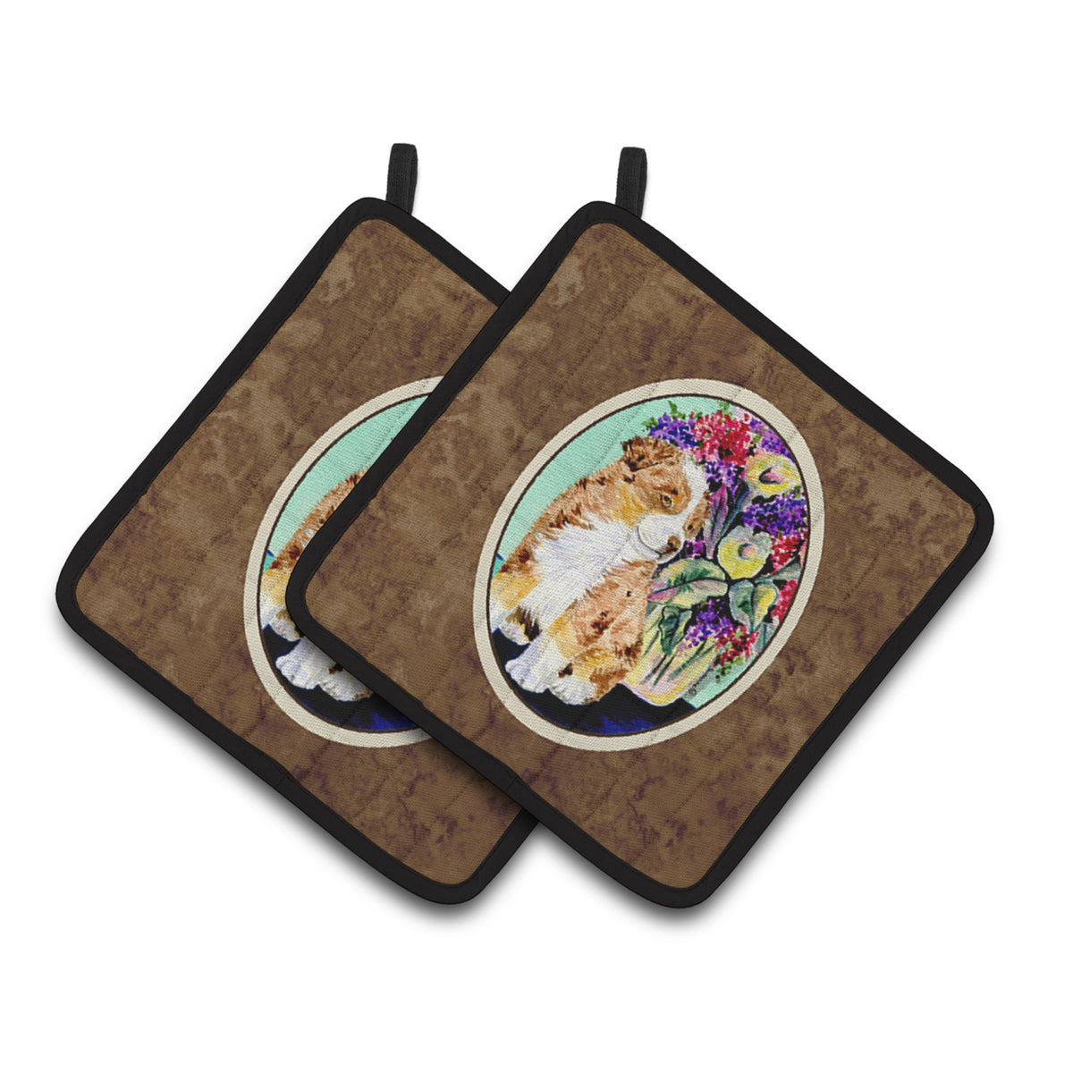 'Caroline'S Treasures Australian Shepherd Pair Of Pot Holders Ss8312Pthd, 7.5Hx7.5W, Multicolor''