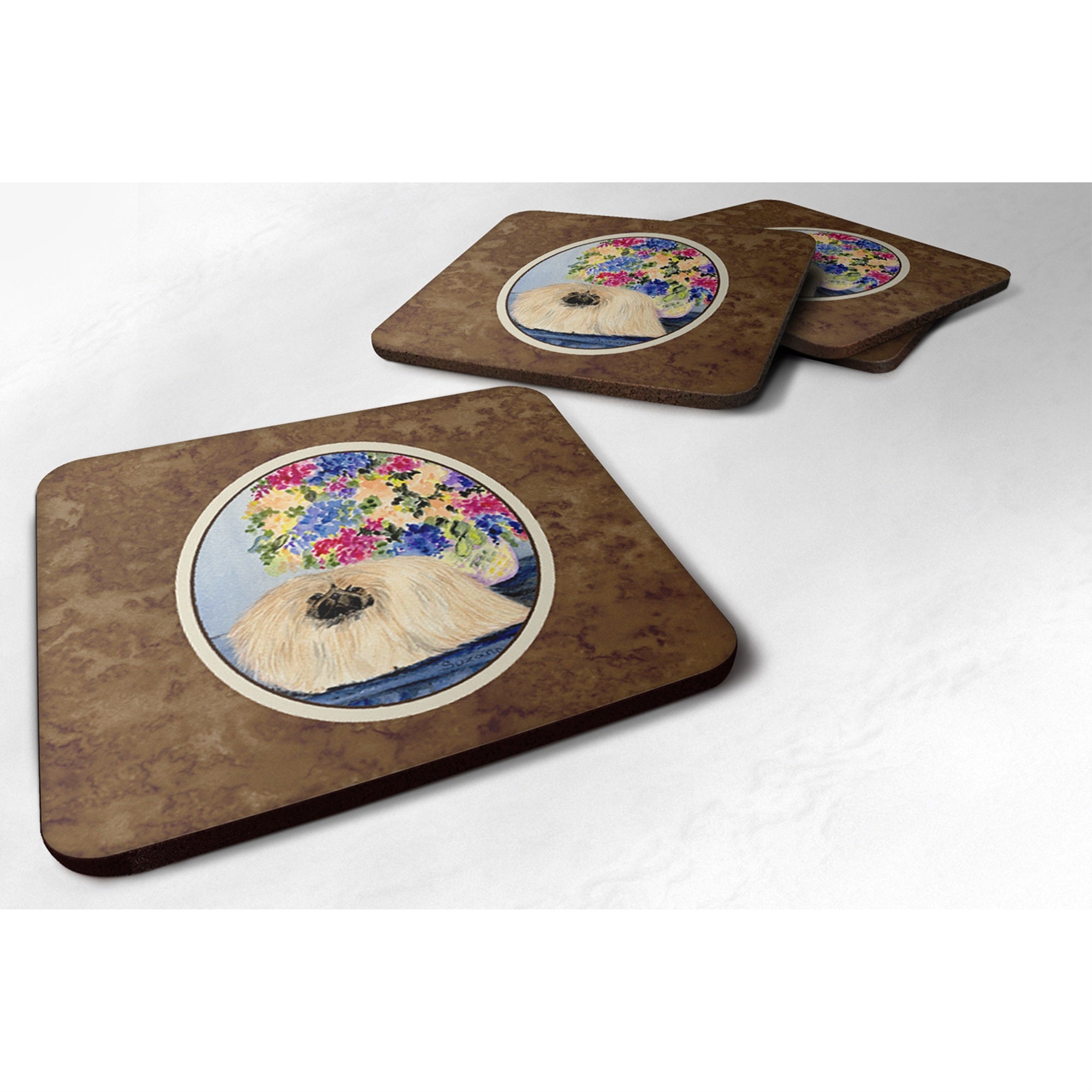 'Caroline'S Treasures Ss8315Fc Pekingese Foam Coasters (Set Of 4), 3.5'''' H X 3.5'''' W, Multicolor''