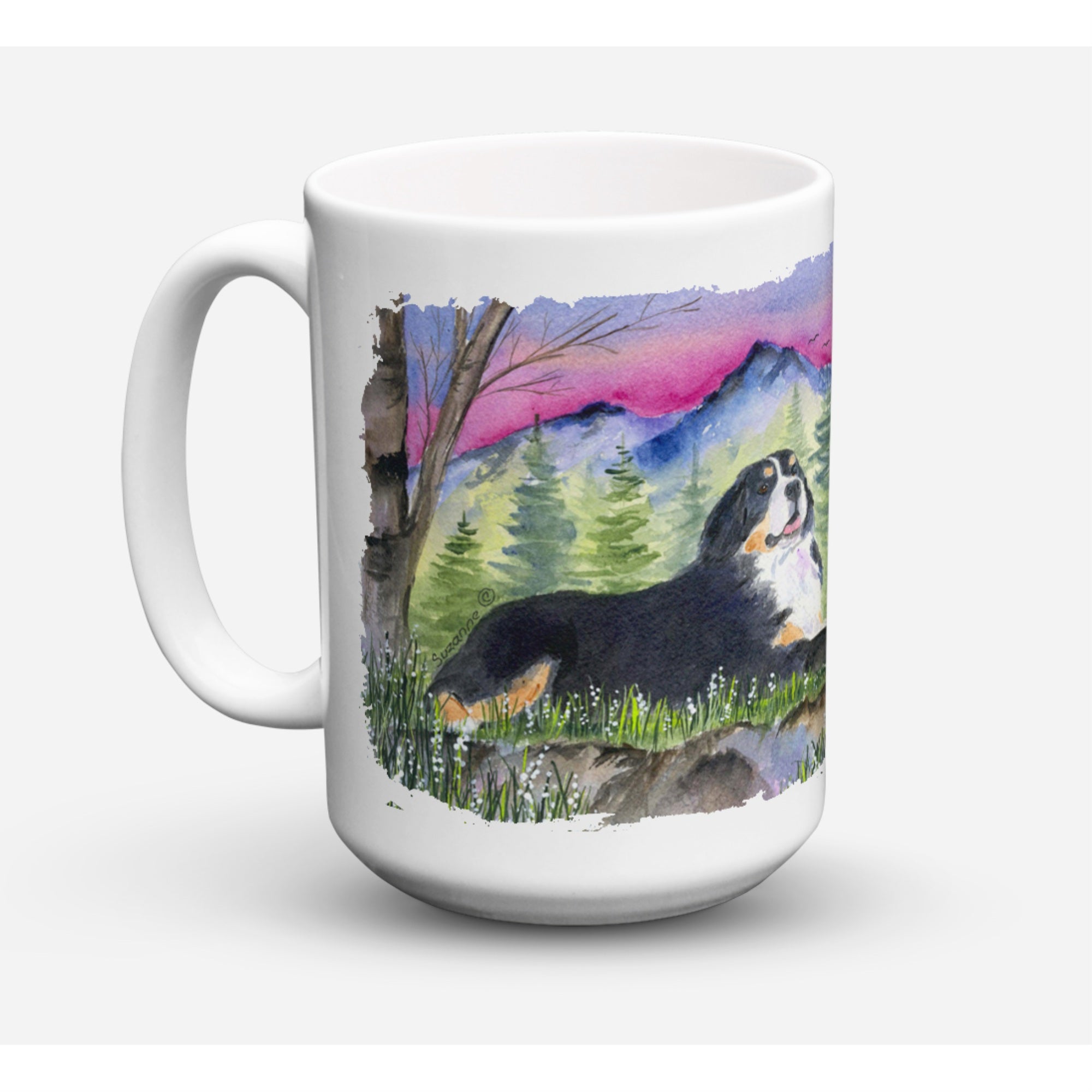 Carolines Treasures SS8332CM15 Bernese Mountain Dog Microwavable Ceramic Coffee Mug 15 oz Multicolor