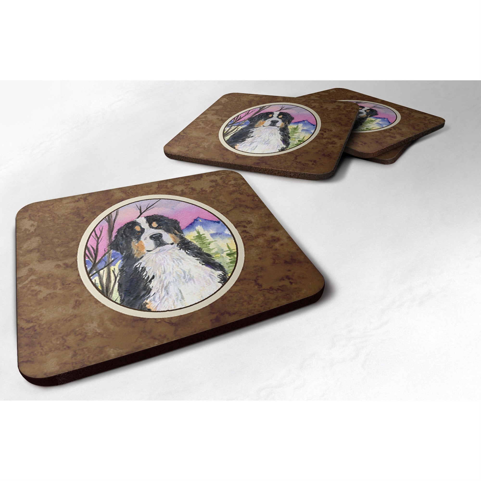 'Caroline'S Treasures Ss8336Fc Bernese Mountain Dog Foam Coasters (Set Of 4), 3.5'''' H X 3.5'''' W, Multicolor''
