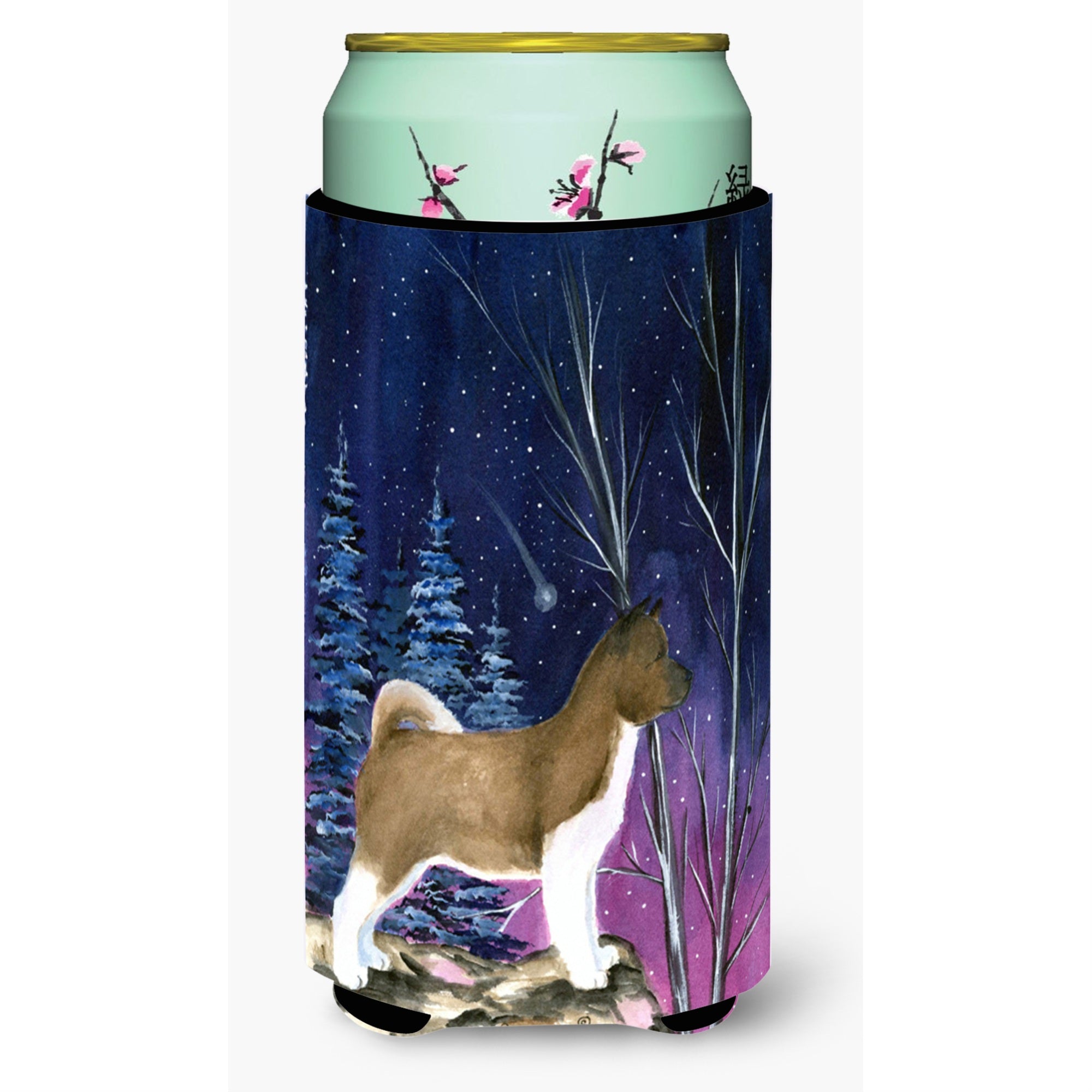 Starry Night Akita  Tall Boy Beverage Insulator Beverage Insulator Hugger