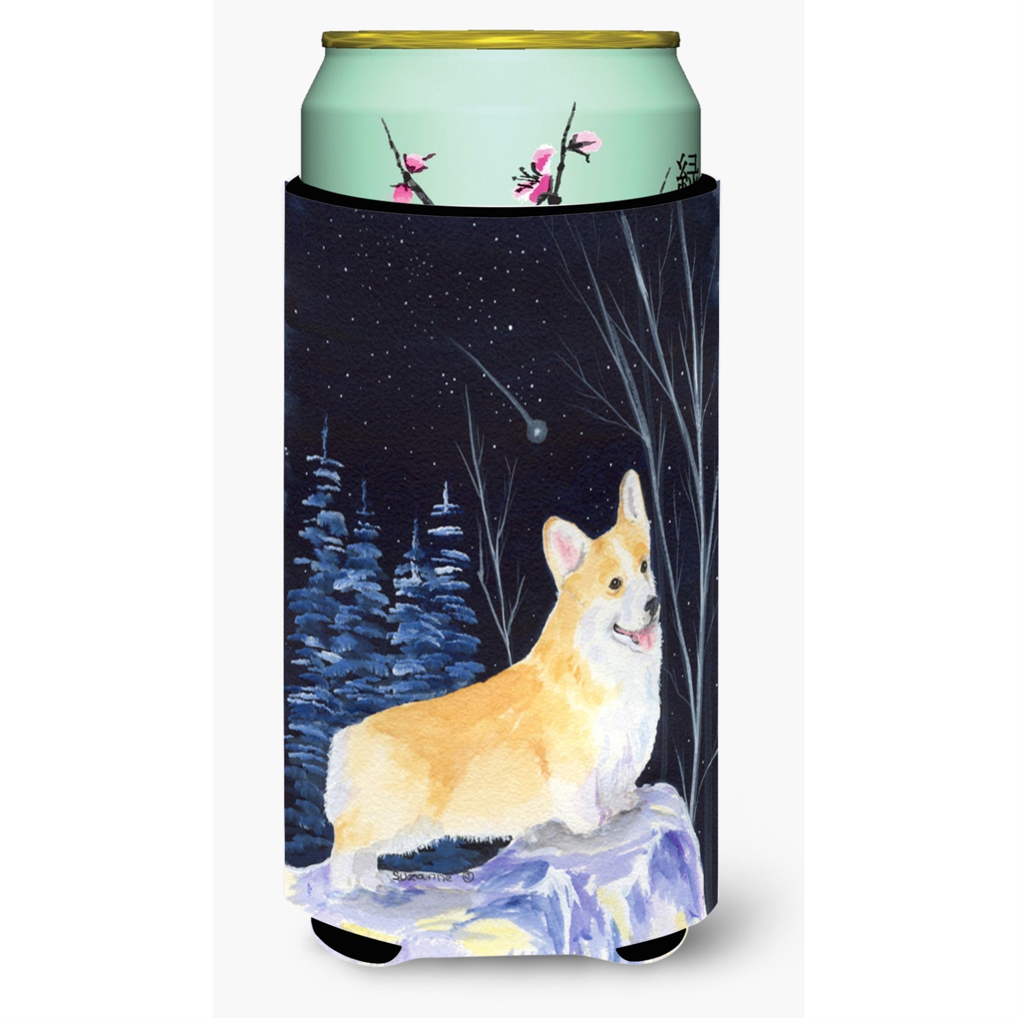 Starry Night Corgi  Tall Boy Beverage Insulator Beverage Insulator Hugger