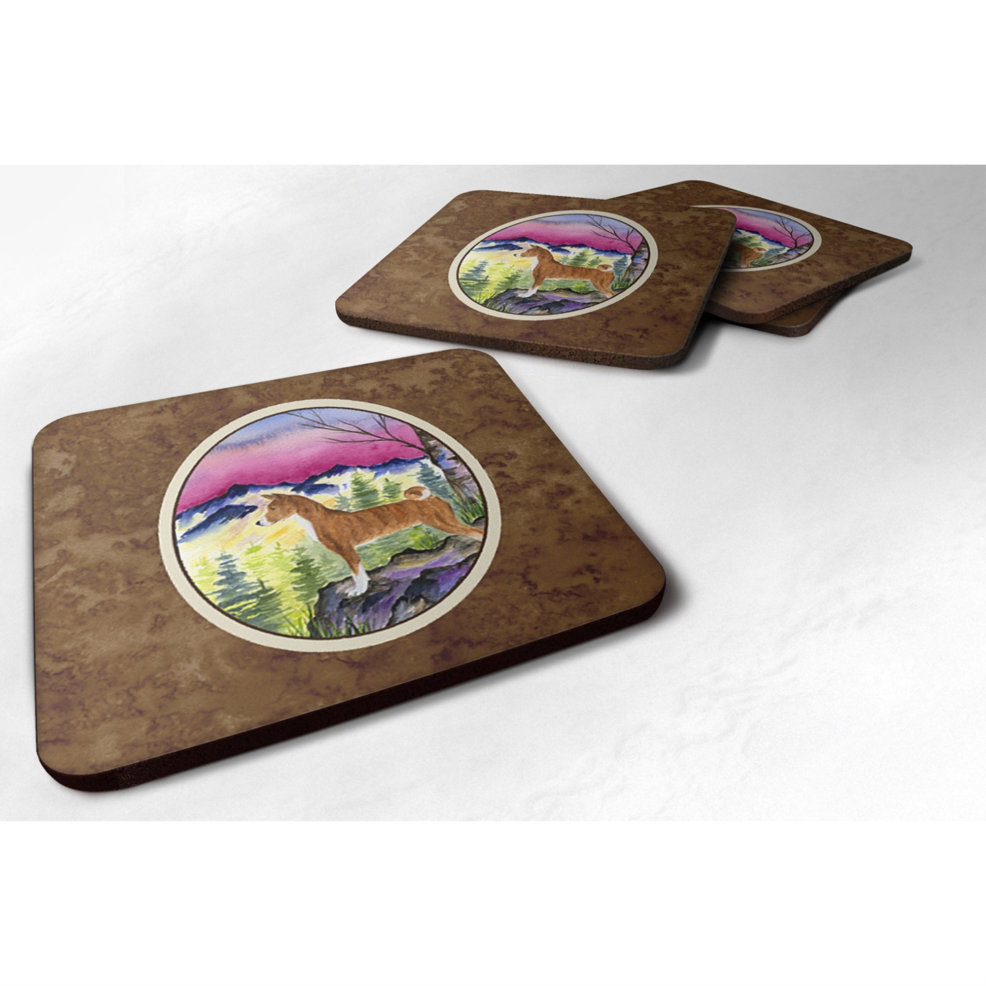 'Caroline'S Treasures Ss8371Fc Basenji Foam Coasters (Set Of 4), 3.5'''' H X 3.5'''' W, Multicolor''